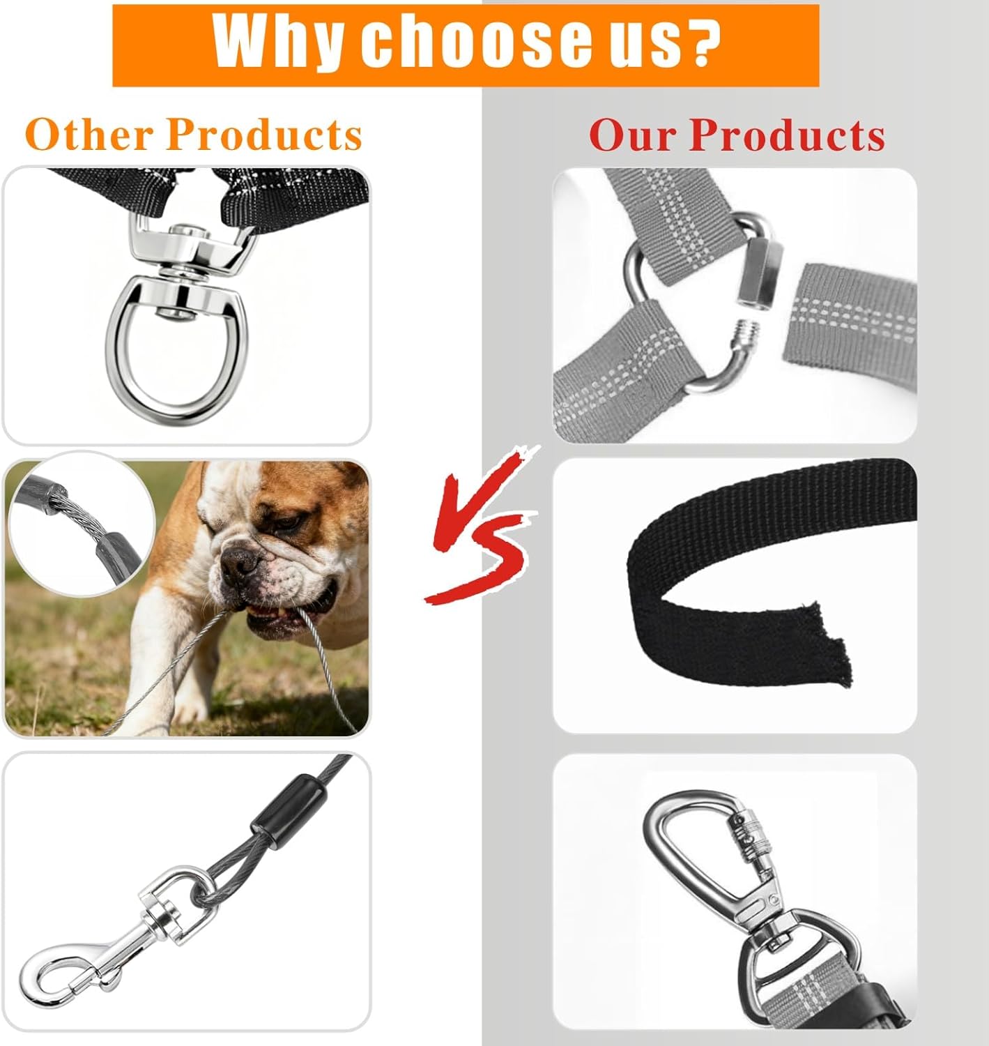 Dog Seat Belt for Car, 2 Pcs Stainless Steel Chew Proof Dog