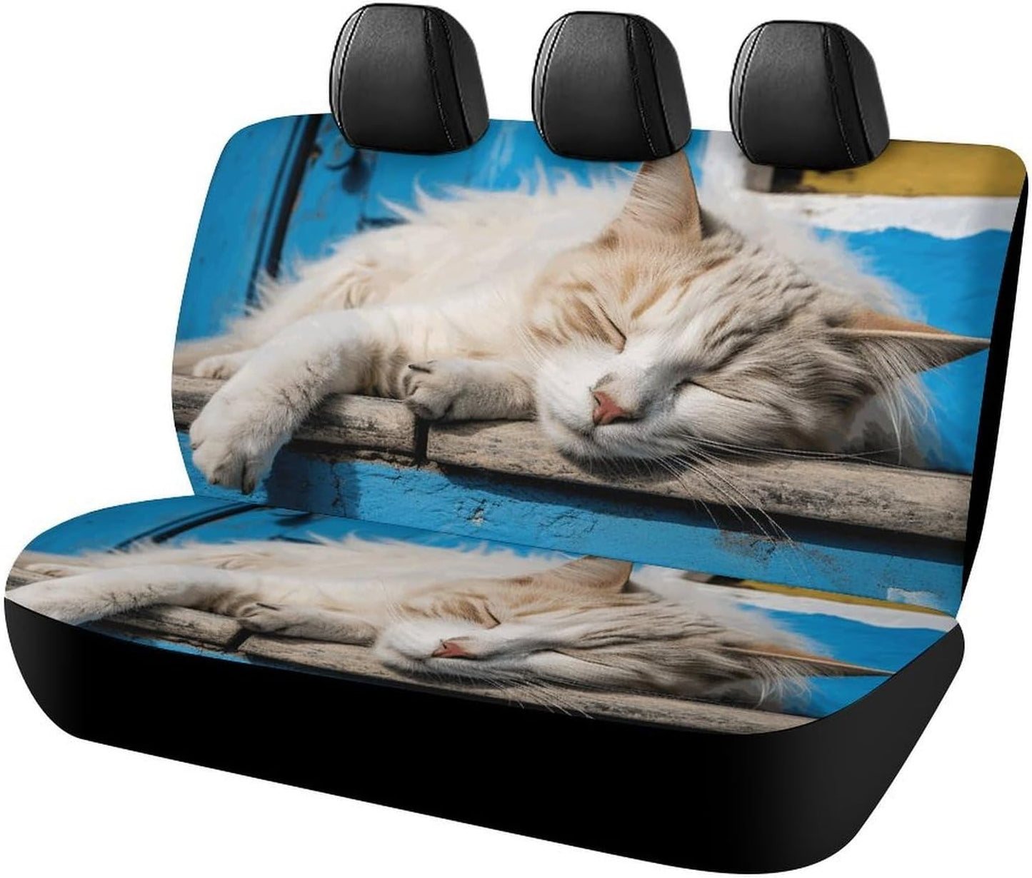 Sleeping Little Cat Dog Car Seat Covers Waterproof Truck