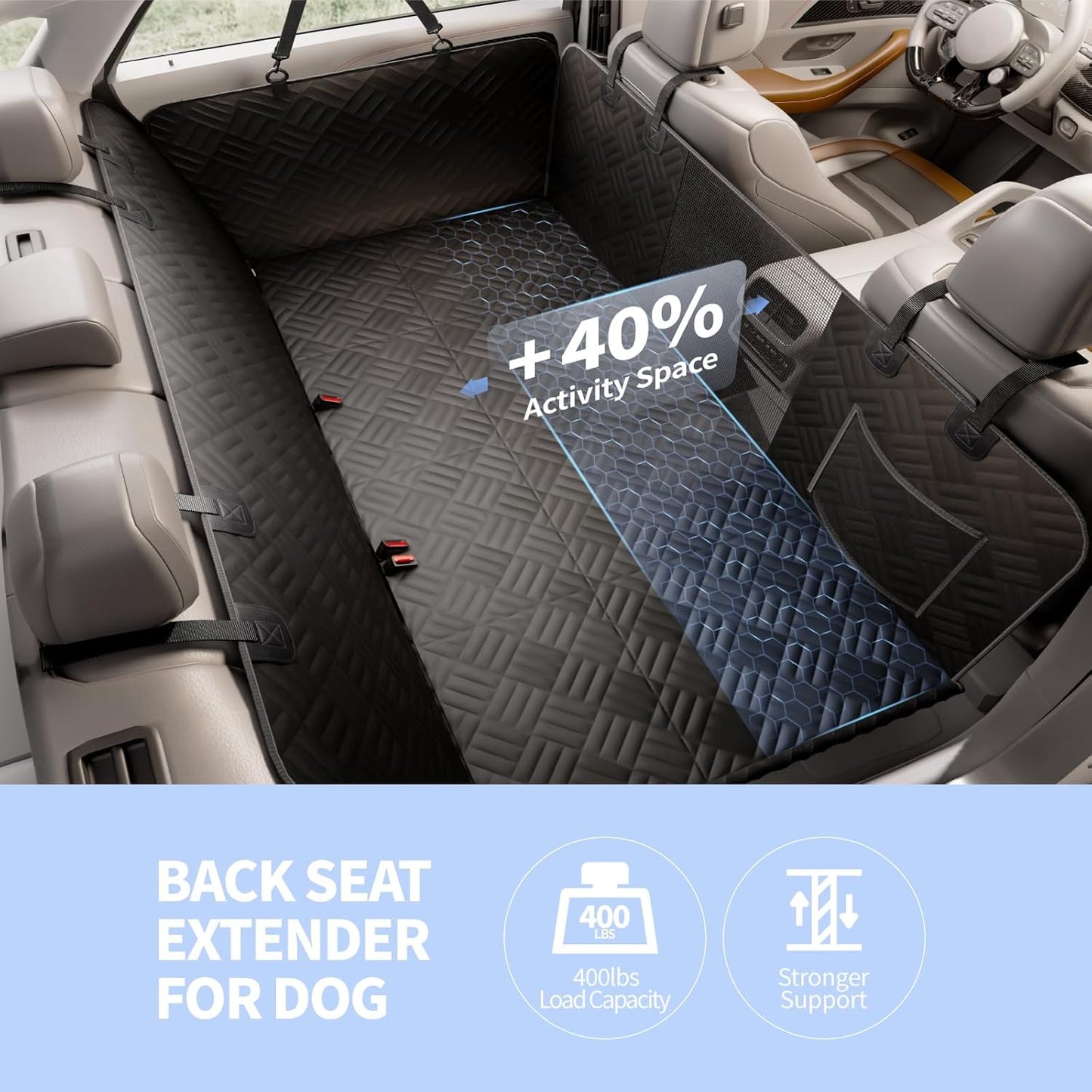 Dog Car Seat Cover for Back Seat, Hard Bottom Back Seat