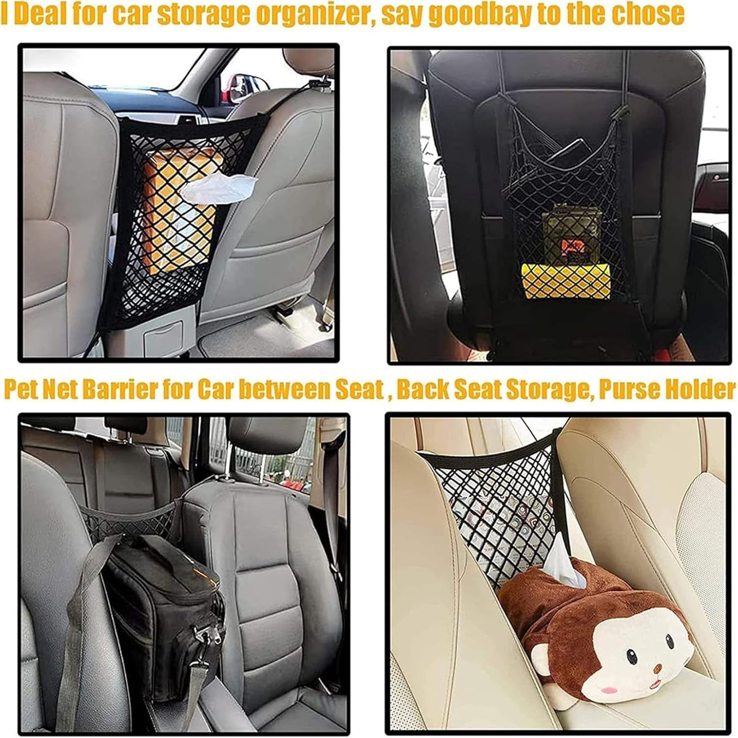 Dog Car Net Barrier Pet Barrier with Car Mesh Organizer for