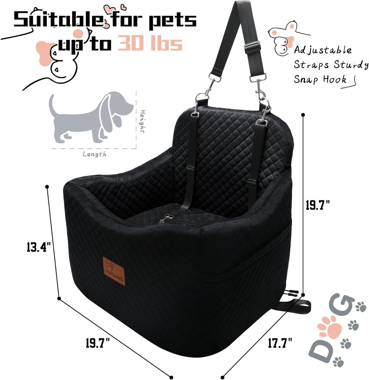 Dog Car Seats-Memory Sponge and Velvet Pet Booster Car