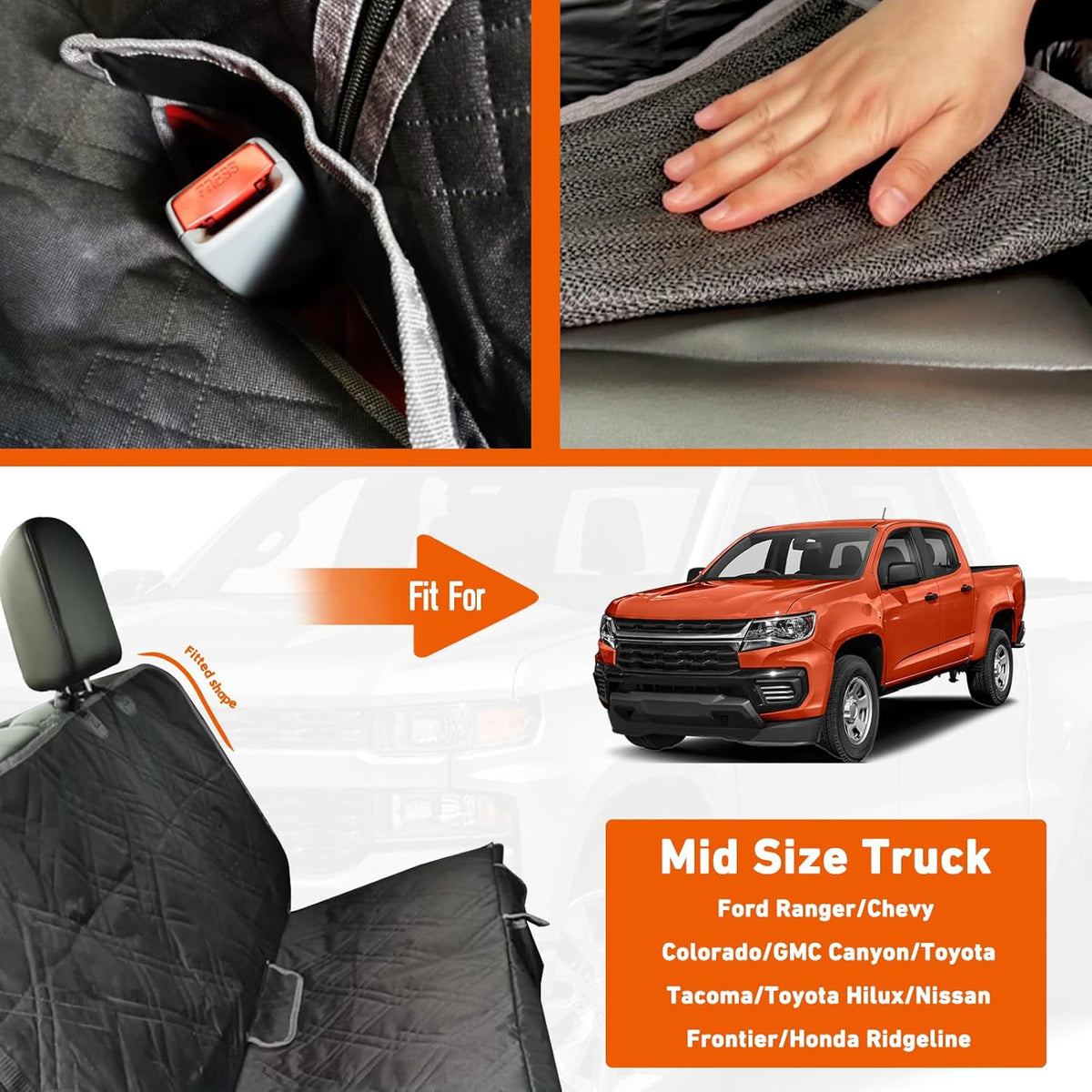 Dog Car Seat Cover for Mid-Size Truck, Compatible with
