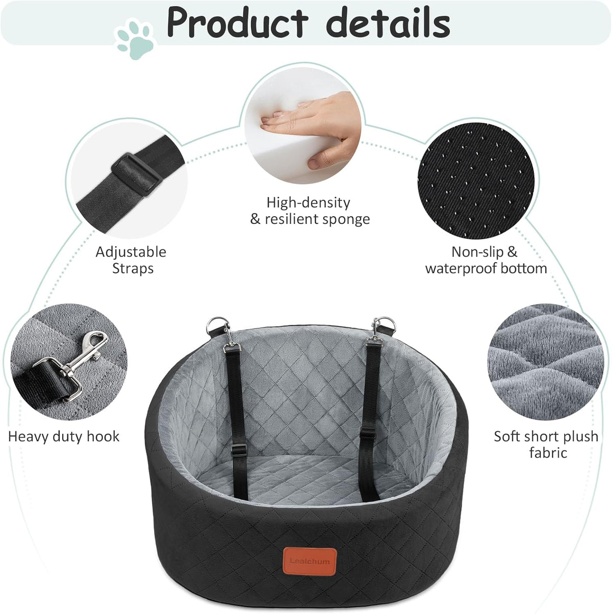 Dog Car Seat for Small Dogs Up to 30 Lbs,Ultra Soft Fabric