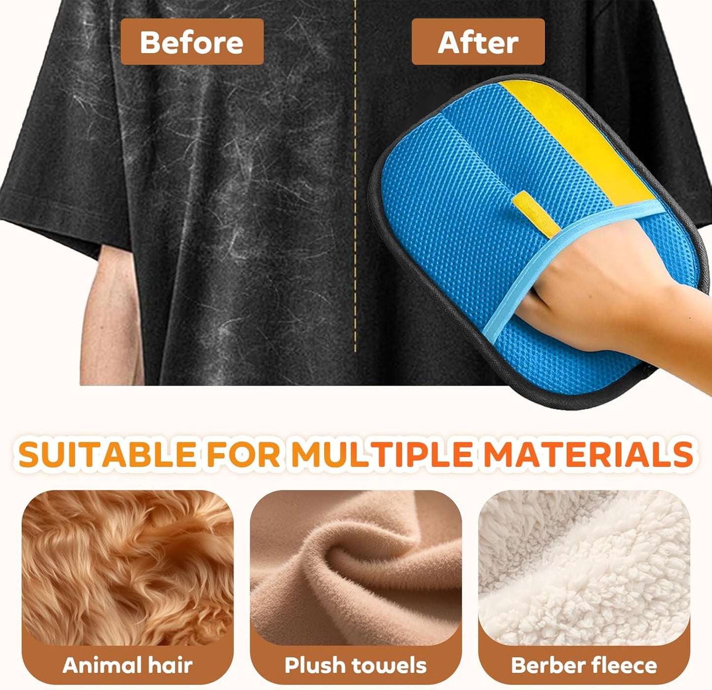 Reusable Pet Hair Remover Gloves – Electrostatic Lint & Fur