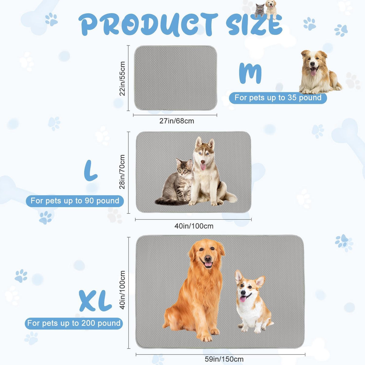 Buvlnee Summer Dog Cooling Mat Washable Ice Silk Self Cool Pad for Small Medium Large Dogs and Cats, Pet Sleeping Pad for Crate, Bed, Indoor & Outdoor Floor, Car Seats