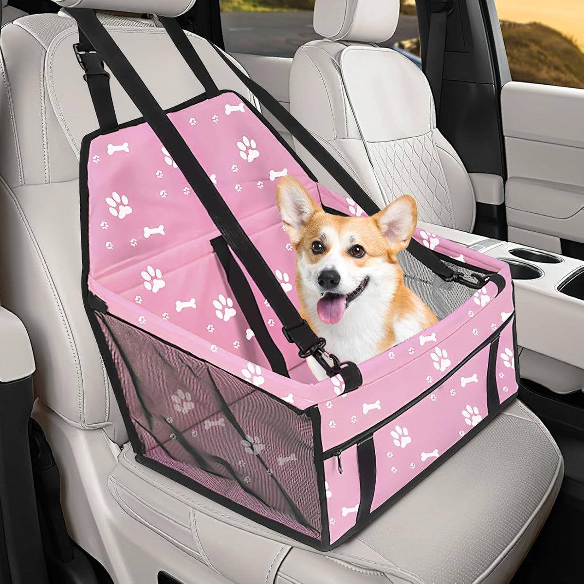 Pet Car Seat, Waterproof Breathable Oxford Cat Dog Car