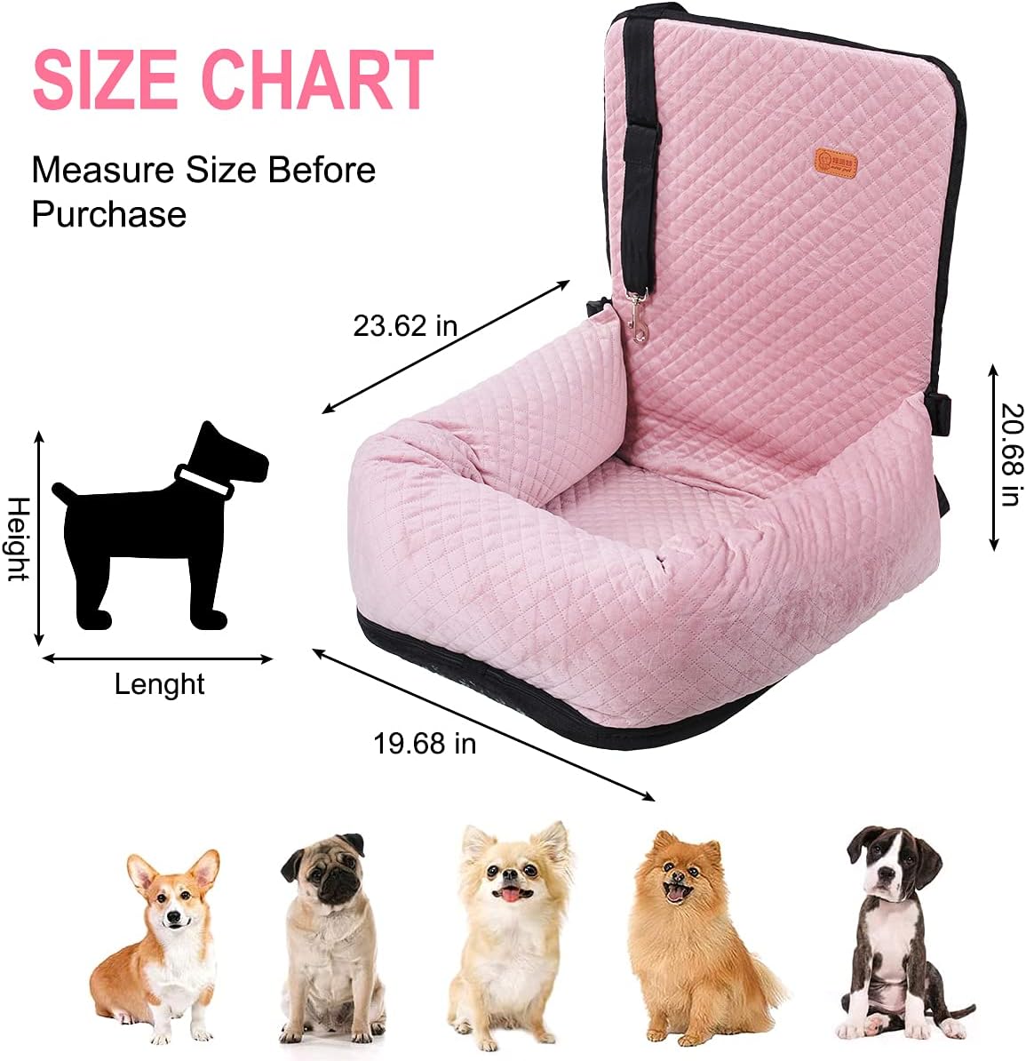 Dog Car Seat for Small Medium Dogs Up to 40lbs, Detachable
