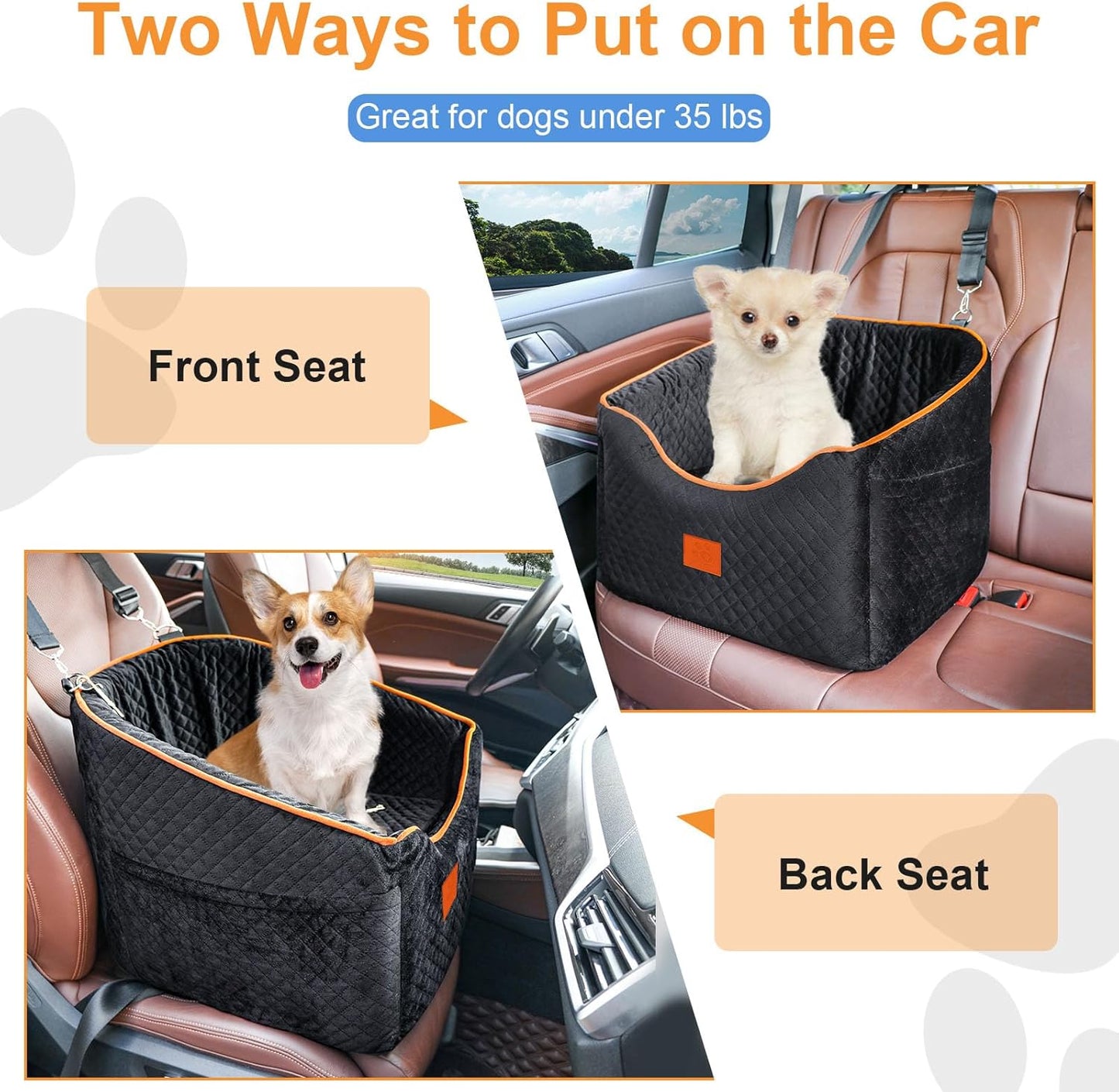 Dog Car Seat for Small Dogs, Memory Foam Booster Dog Seat