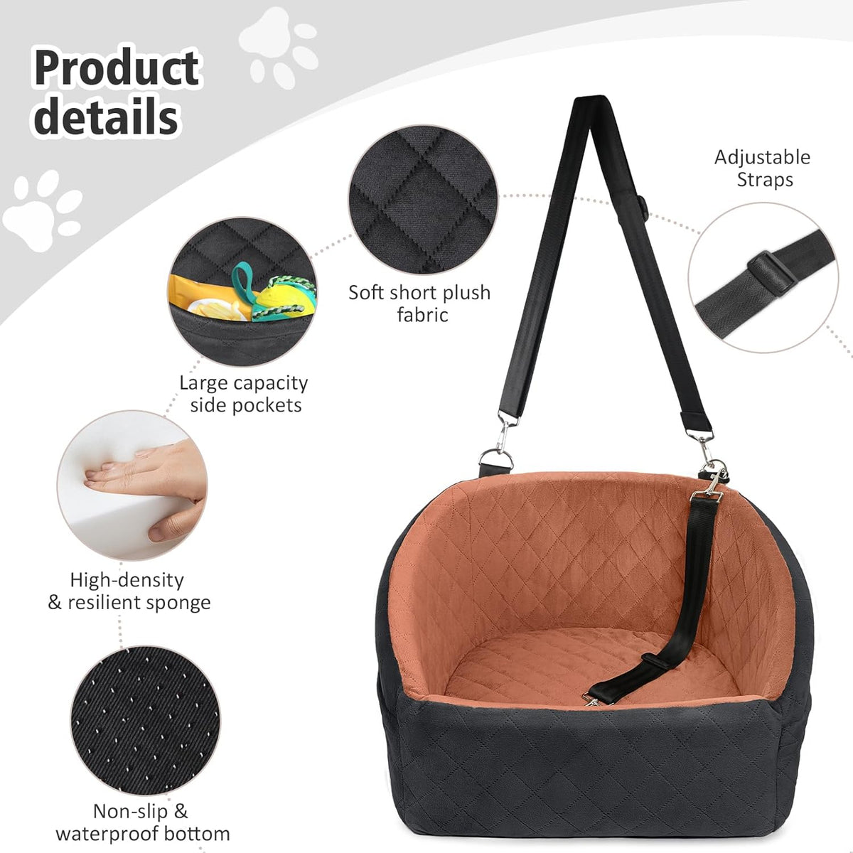 Dog Car Seat for Small Medium Dogs,Detachable Washable Dog