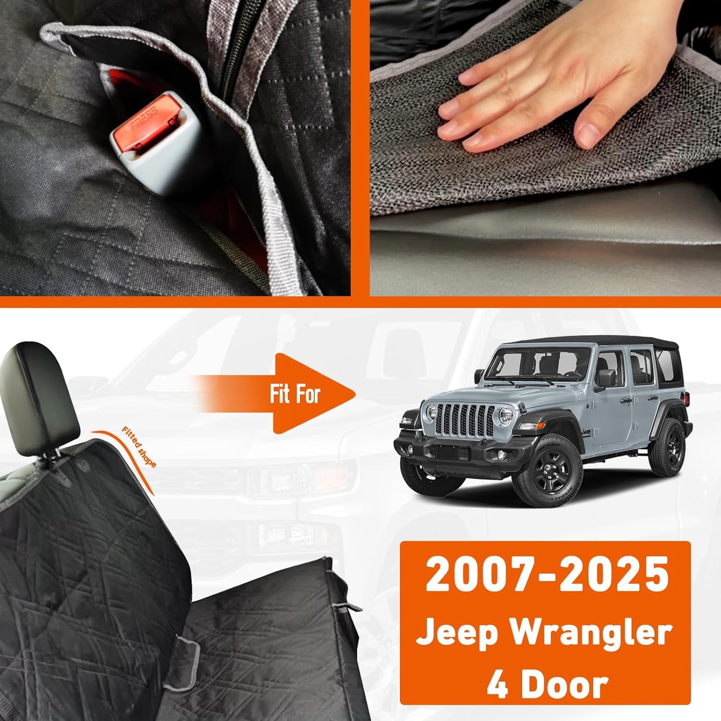 Dog Car Seat Cover Compatible with Jeep Wrangler 4 Door