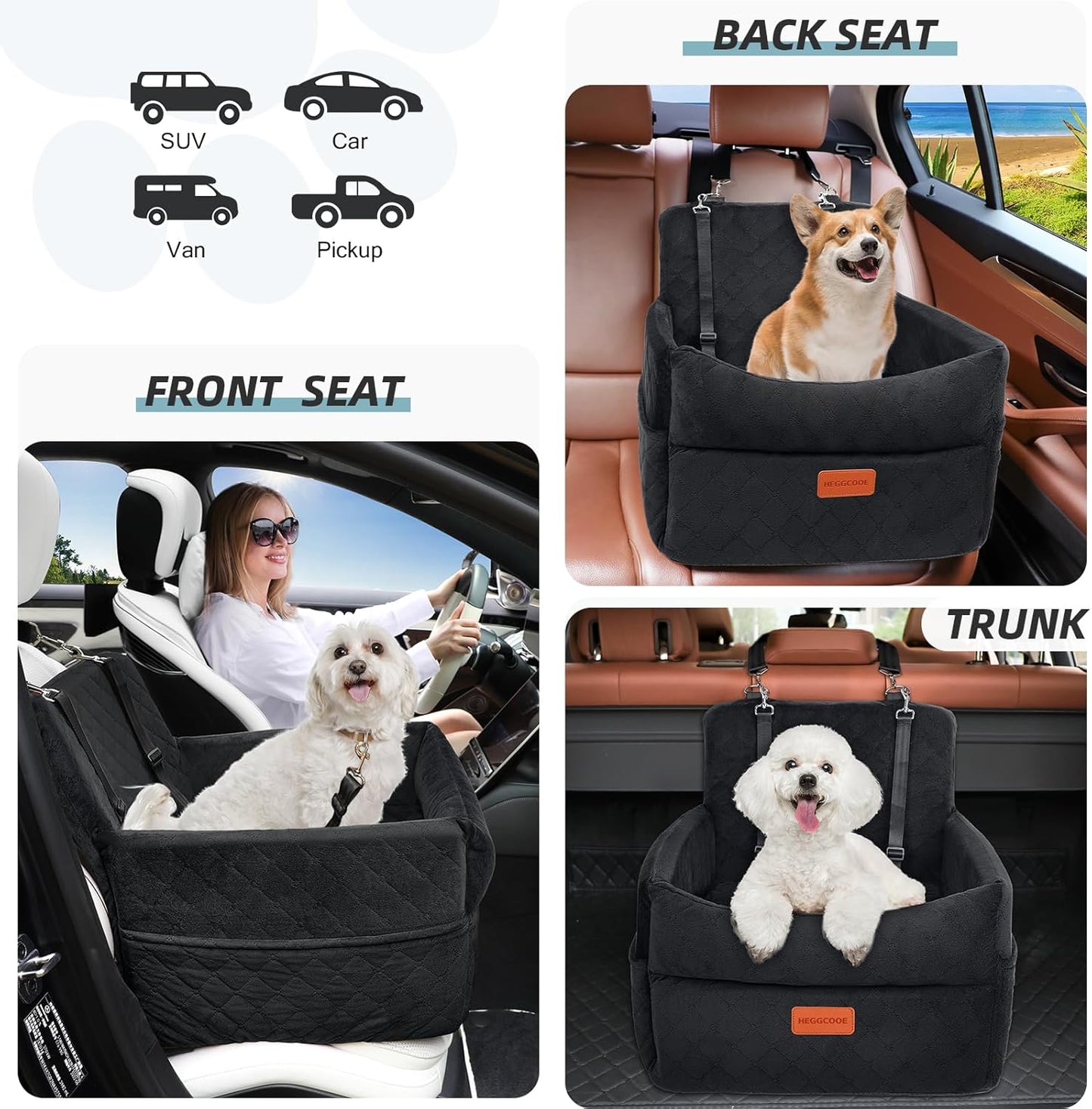 Small Dog Car Seat, Memory Foam Dog Booster Car Seats with