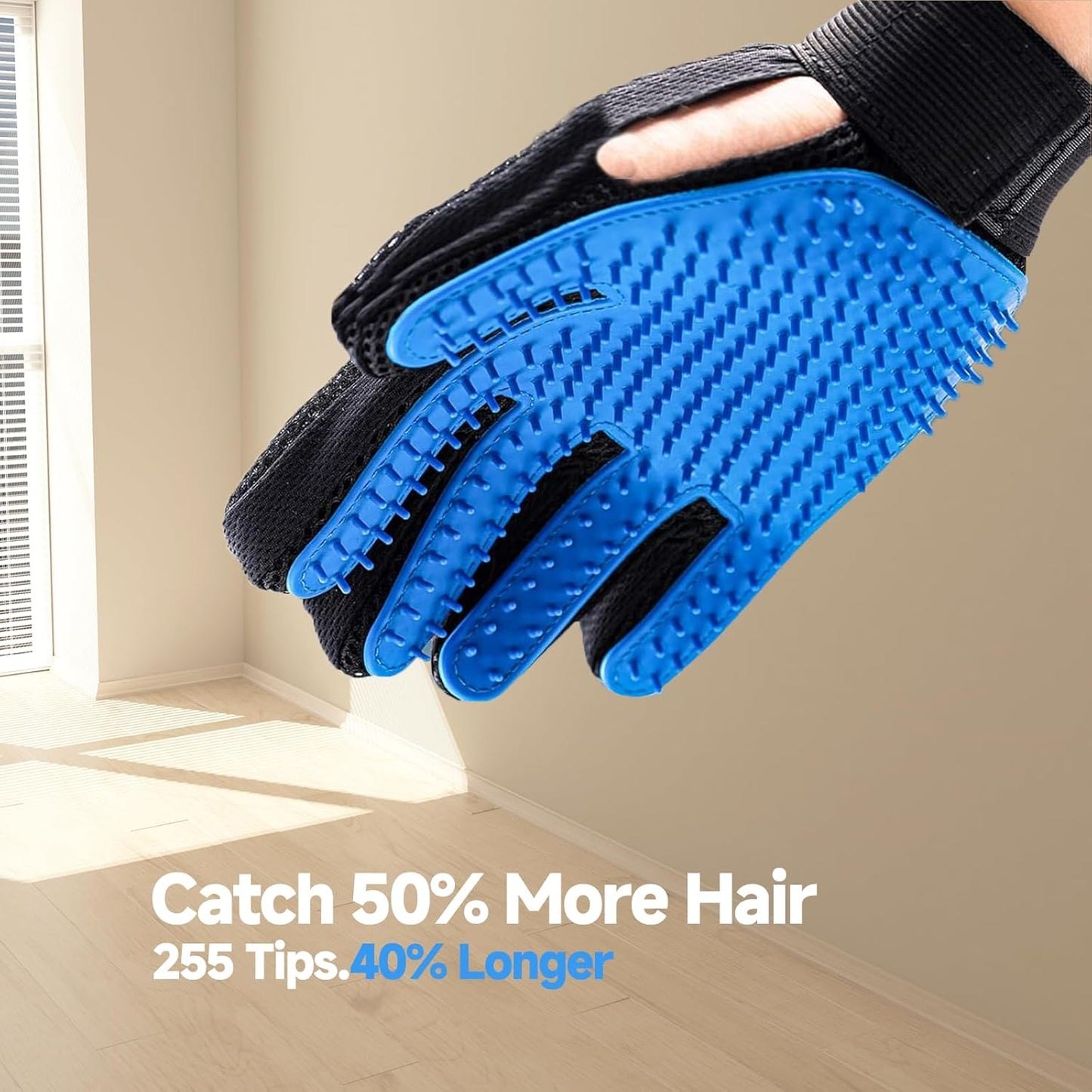 Pet Hair Removal Glove , 2-in-1 Deshedding Brush & Massage