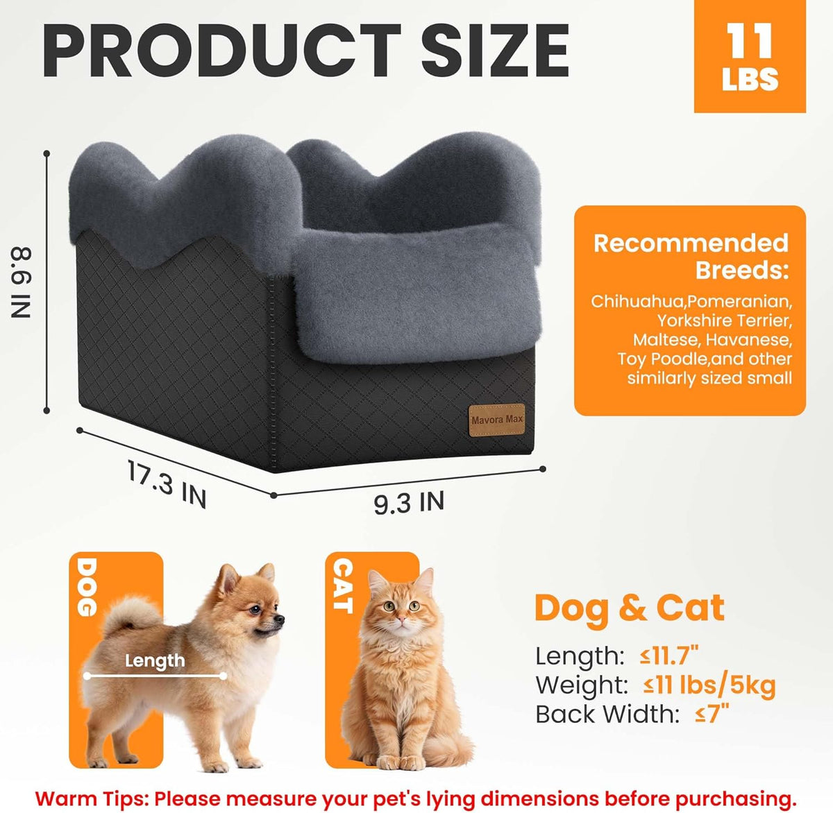 Portable Small Dog Seat for Car, Luxury Center Console Dog