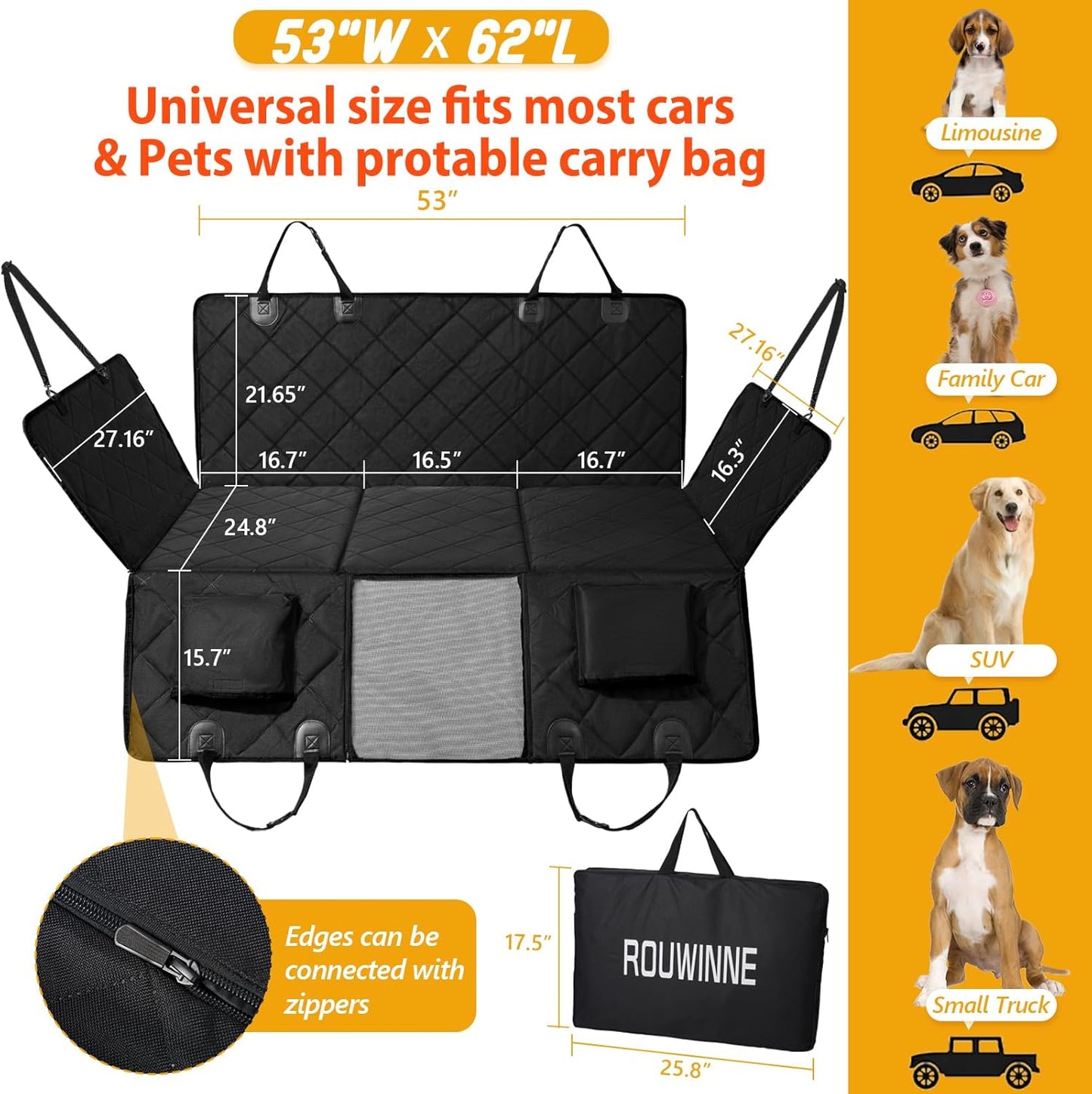 Back Seat Extender for Dogs-Large Space, Dog Car Seat Cover