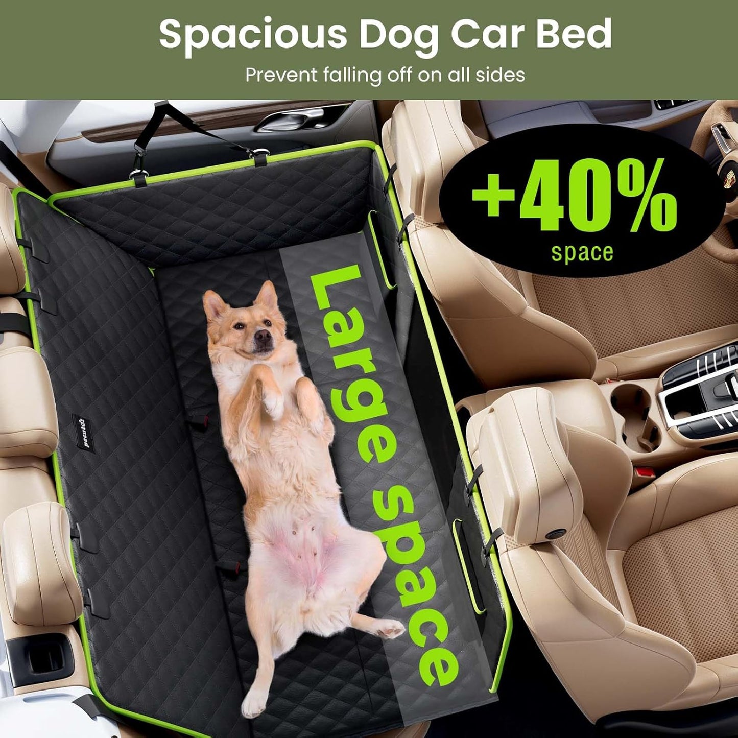 Dog Car Seat Cover for Back Seat, Waterproof Leather Fabric