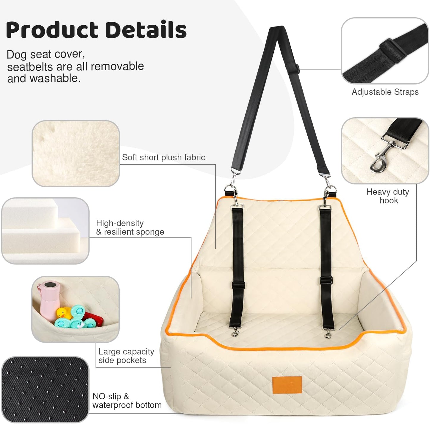 Dog Car Seat for Large/Medium Dog, Booster Seat Under 55Lbs