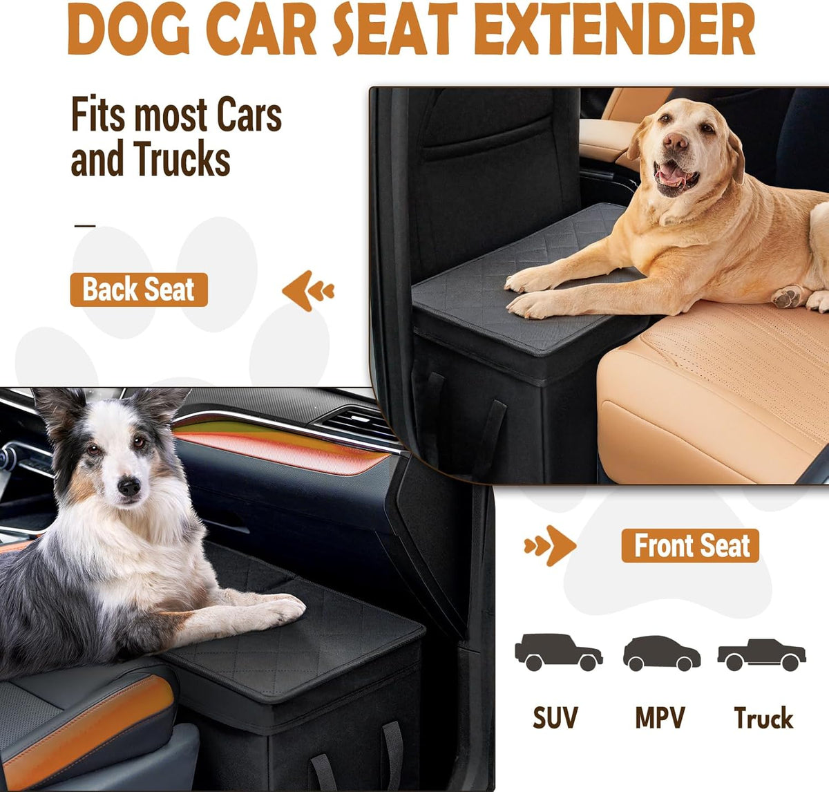 Car Seat Extender for Large Dogs, Back Seat Extender for