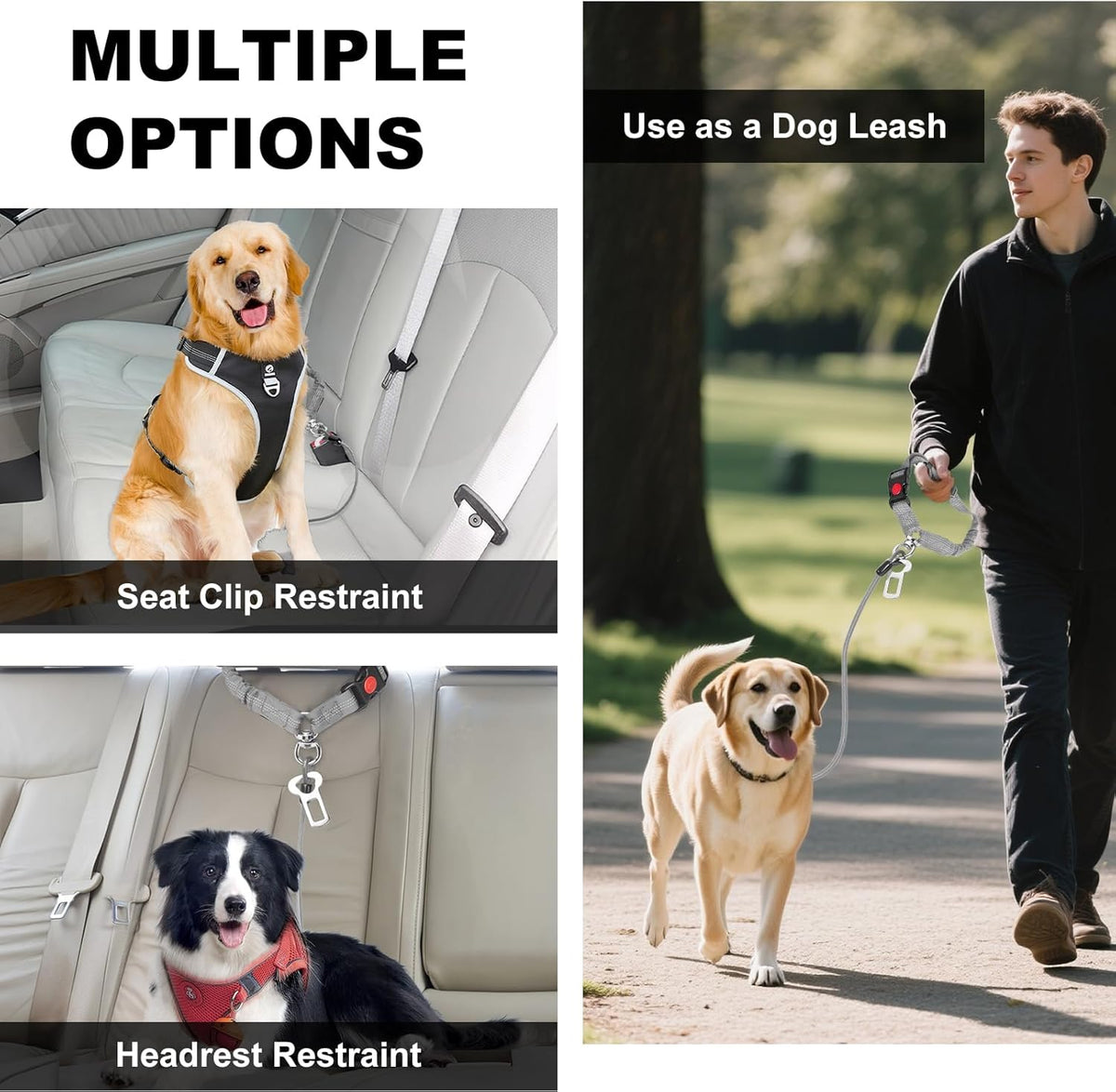 Dog Seat Belt for Car,Chew Proof Dog Car Seat Belt,2 in 1