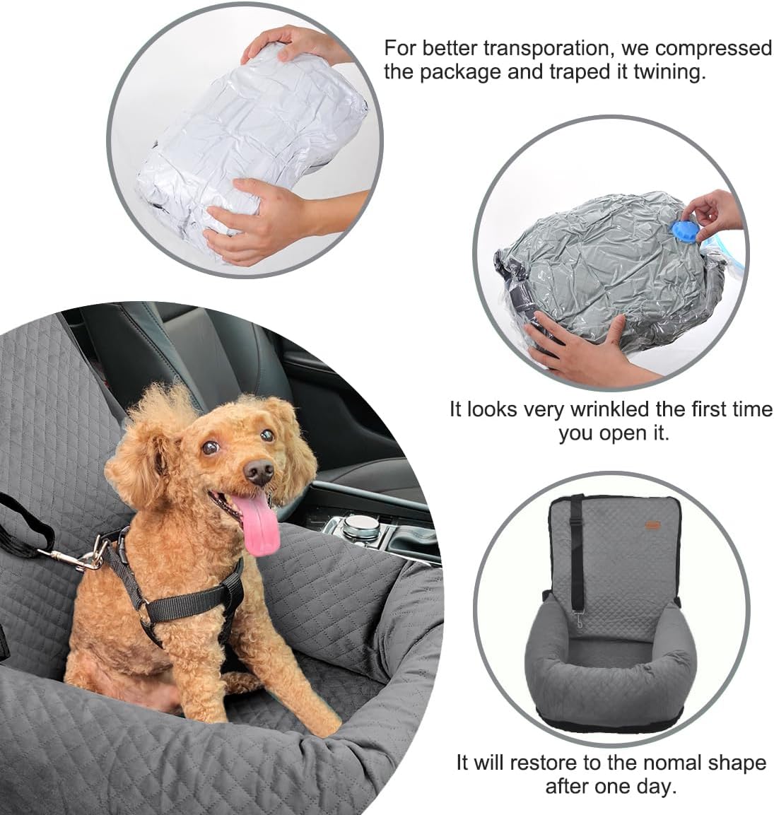 Dog Car Seat for Small Medium Dogs Up to 40lbs, Detachable