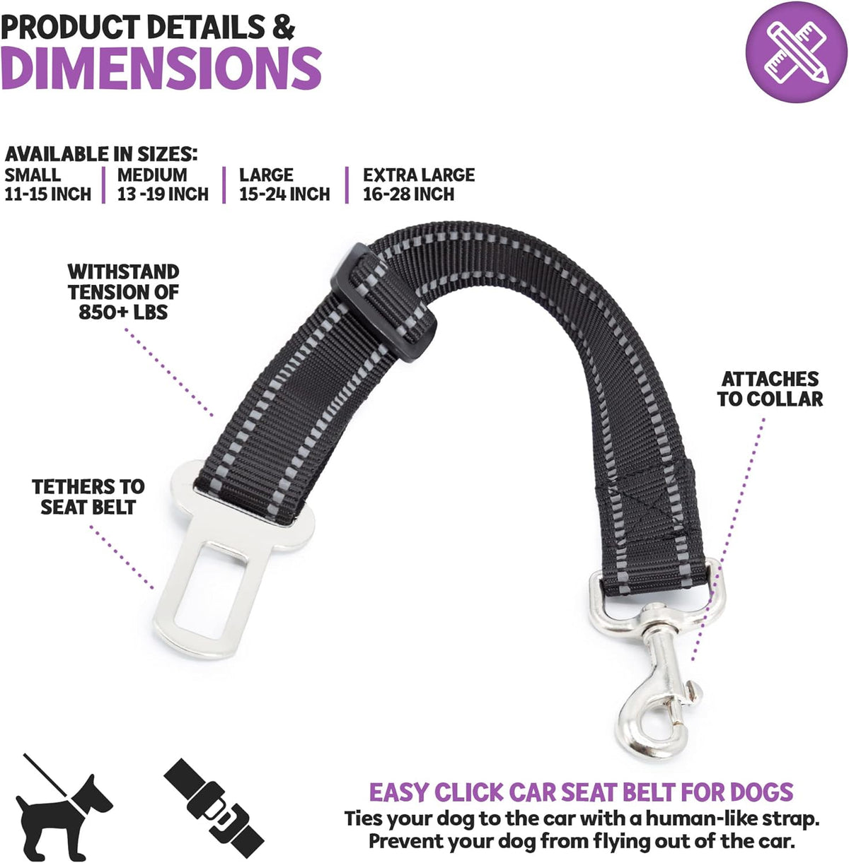 Poodle Pet Easy Click Car Seat Belt for Dogs | Adjustable