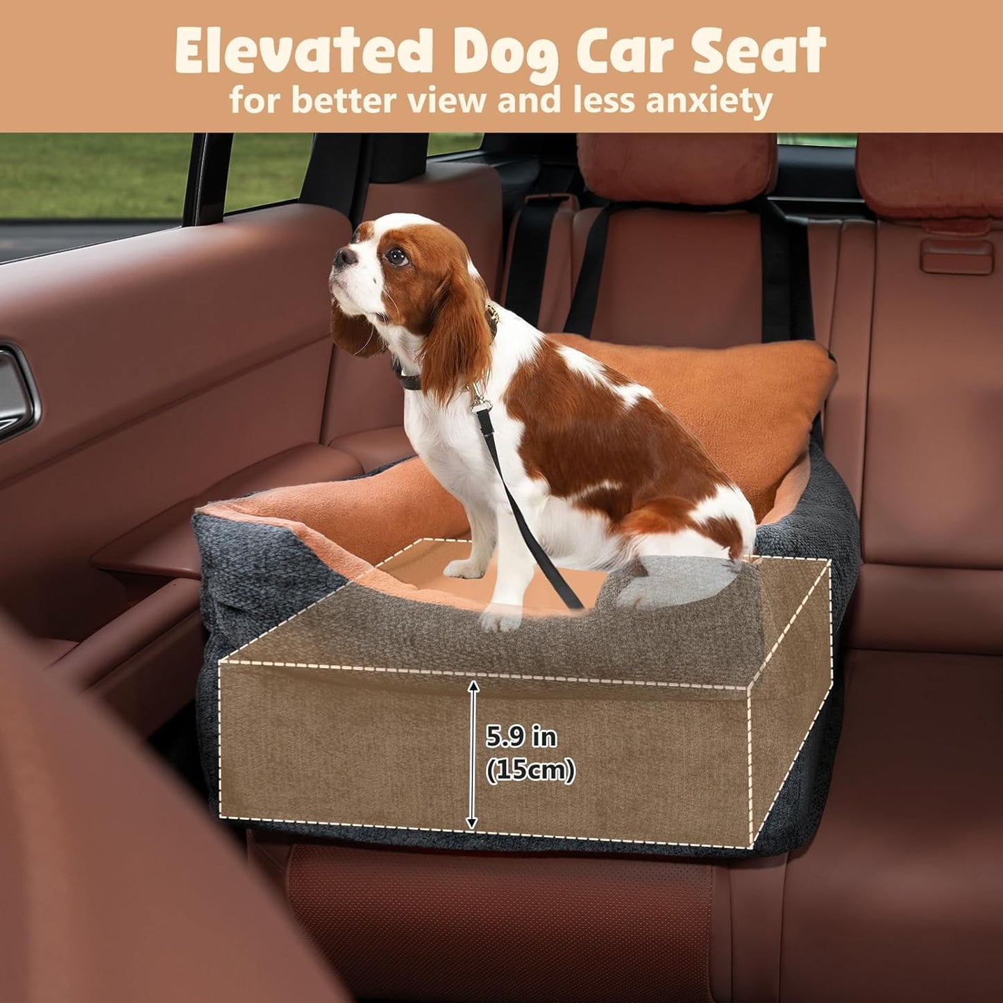 Dog Car Booster Seat for Small/Medium Dogs Under 30 lbs