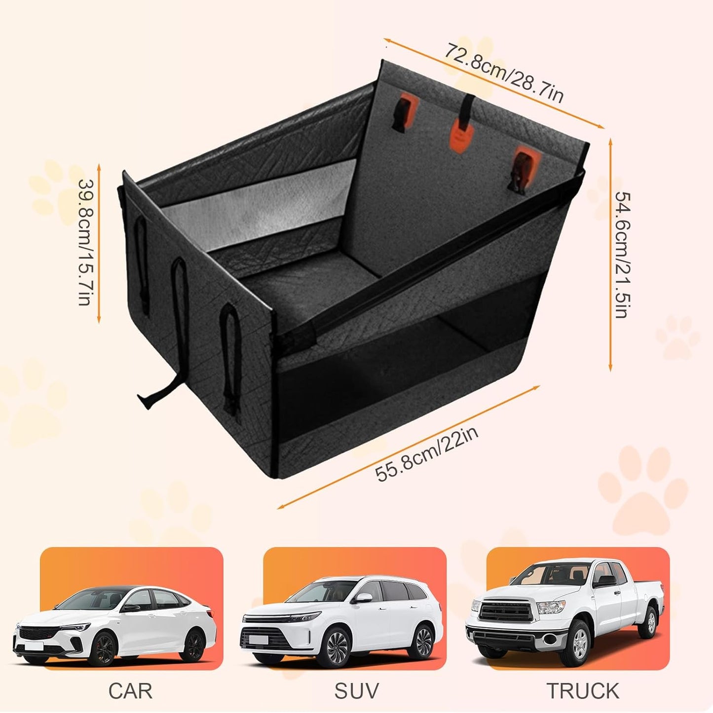 Dog Car Seat, Back Seat Extender for Dogs with 2 Mesh