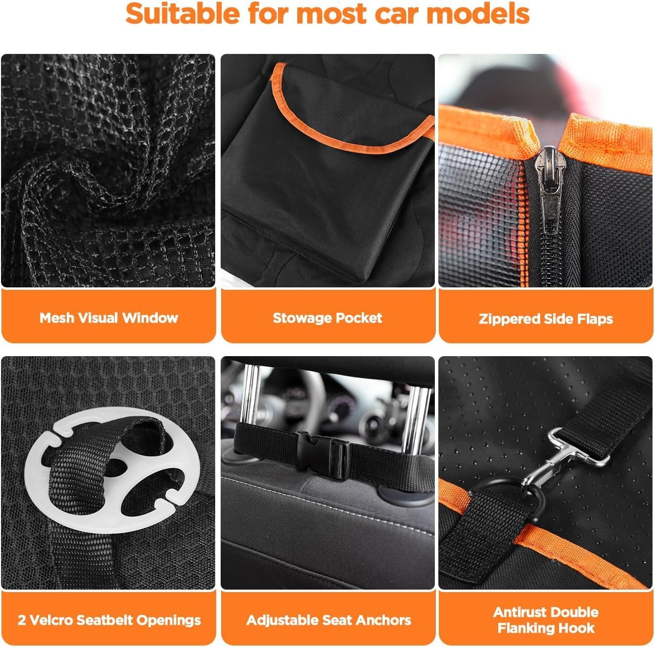 Waterproof Dog Car Seat Cover for Back Seat,Collapsible