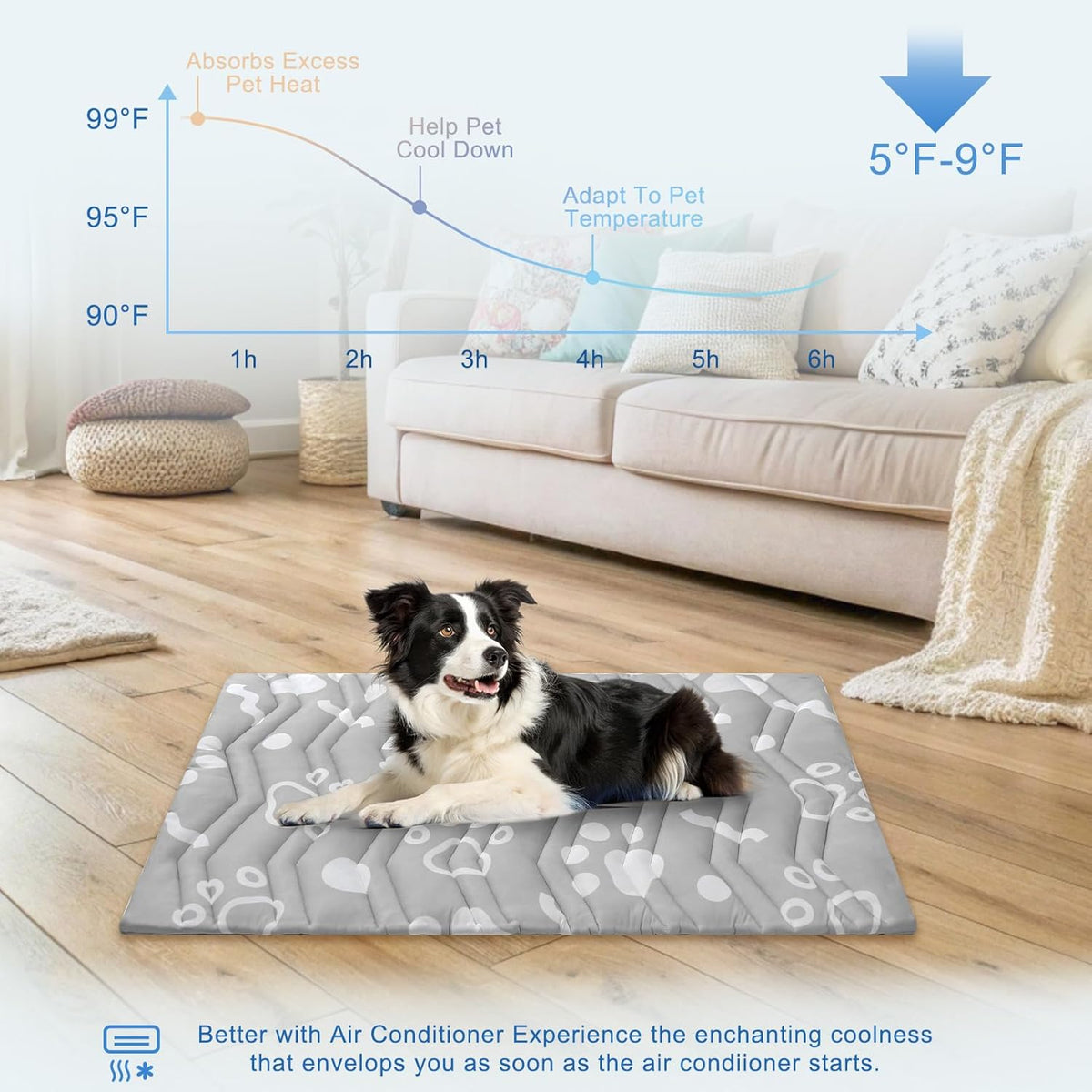 BEAUTYZOO Upgrade Dog Cooling Mat Extra Large, Reversible Self-Cooling Mat for Dogs, Thicken Pet Ice Cool Pad Blanket for Summer Kennel Sofa Bed Floor Car Seat, Machine Washable&Foldable, 36"x23"