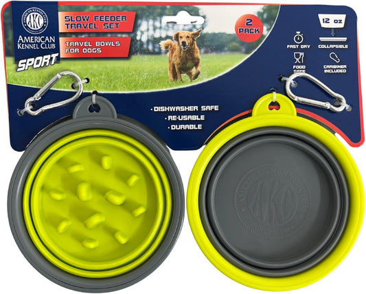 2-Pack Collapsible Travel Bowls for Dogs – Gray/Green