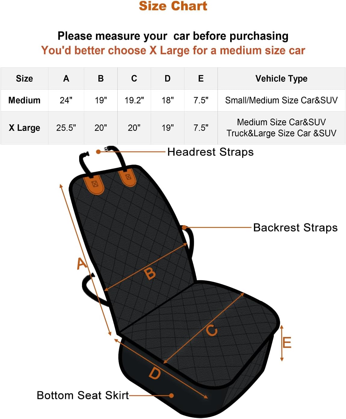 2PCS Dog Car Front Seat Covers Scratch-Proof Pet Car Seat