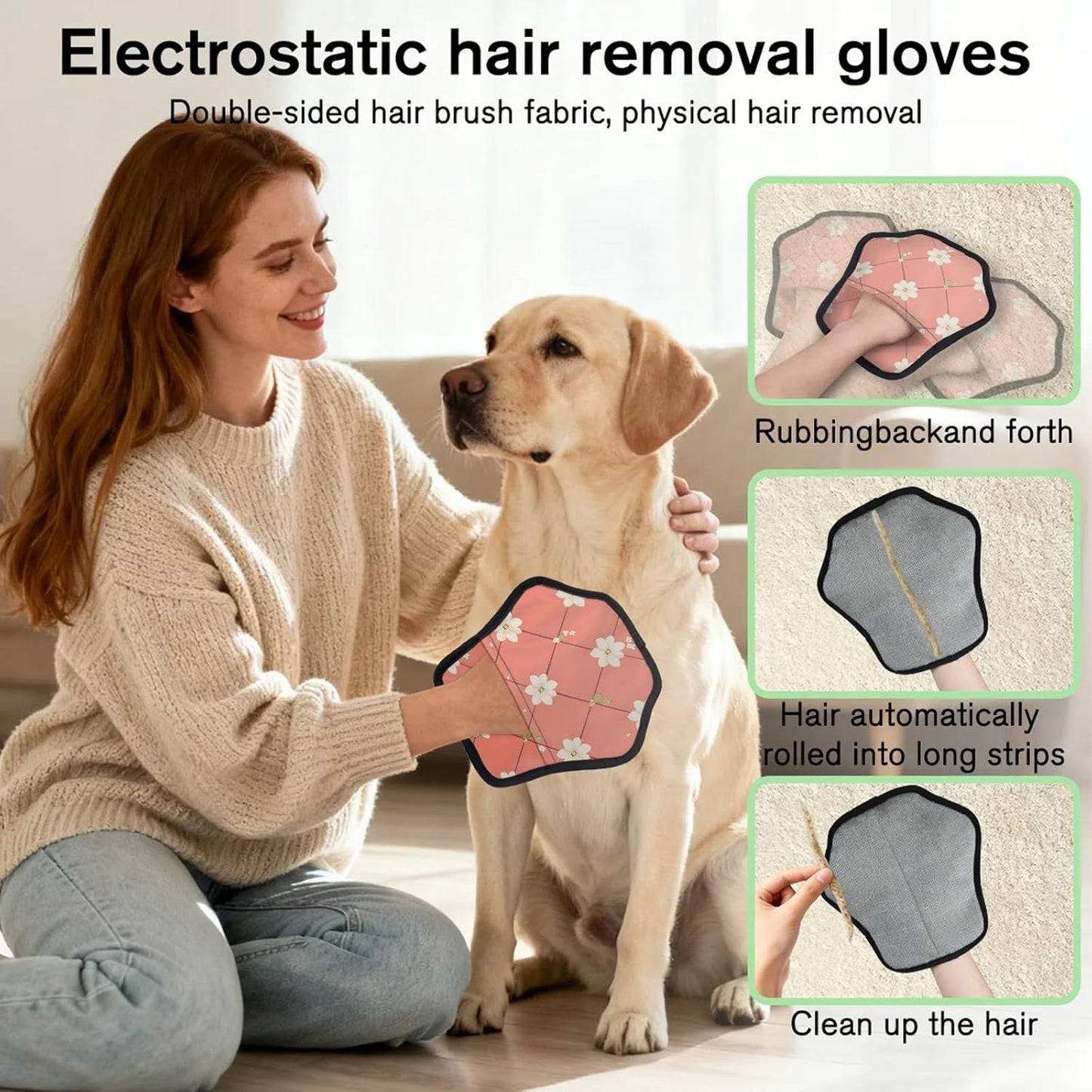 Pet Hair Removal Glove for Dogs Cats Reusable Washable Set