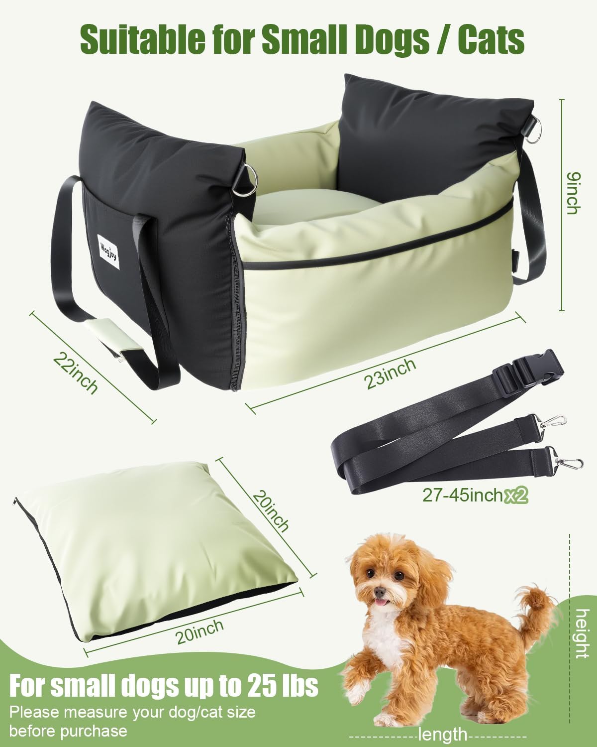 Dog Carseat for Small Dogs – Harness-Compatible Pet Travel