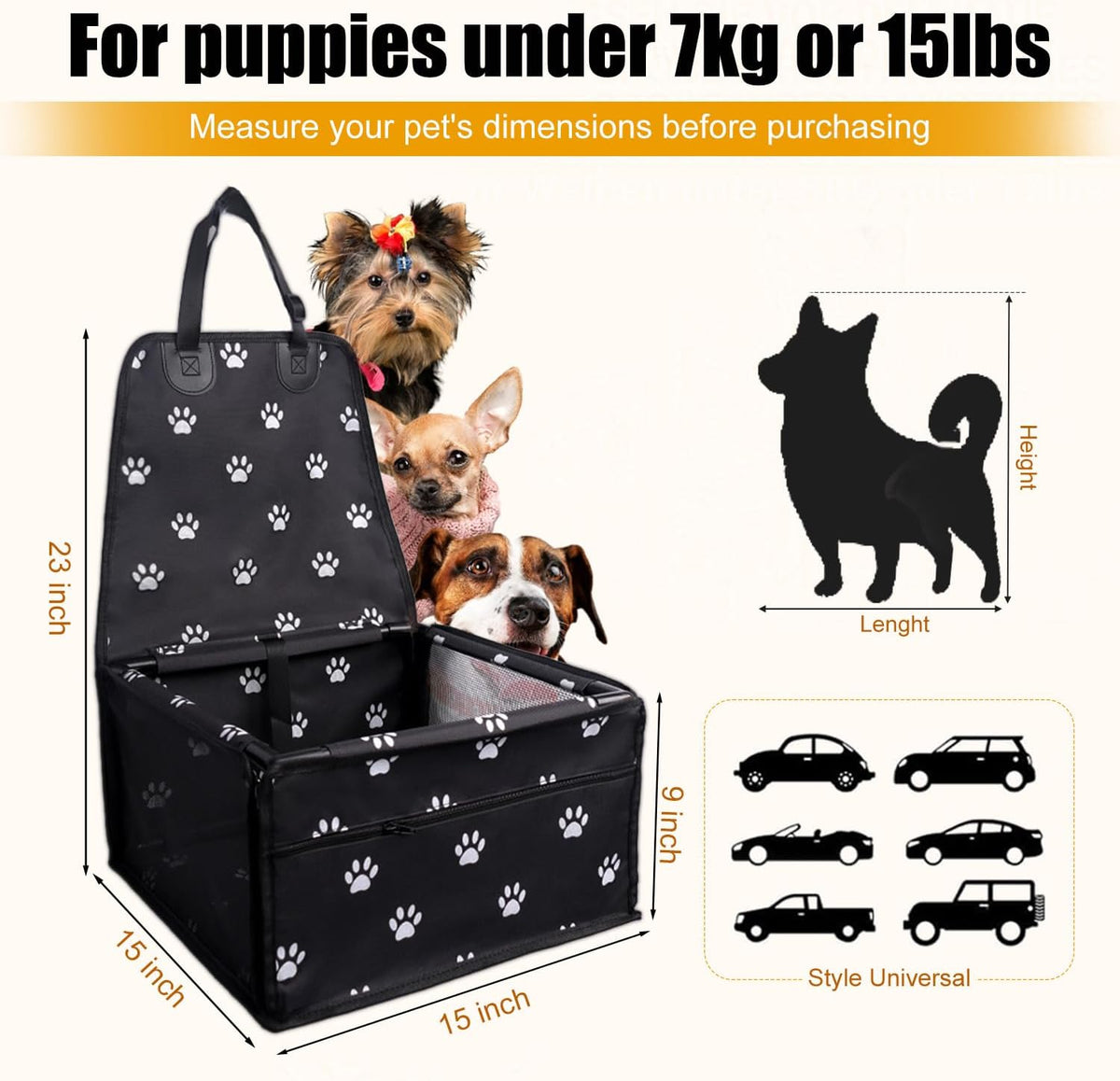 Dog Car Seats for Small Dogs,Pet Booster Seat with ，Frame
