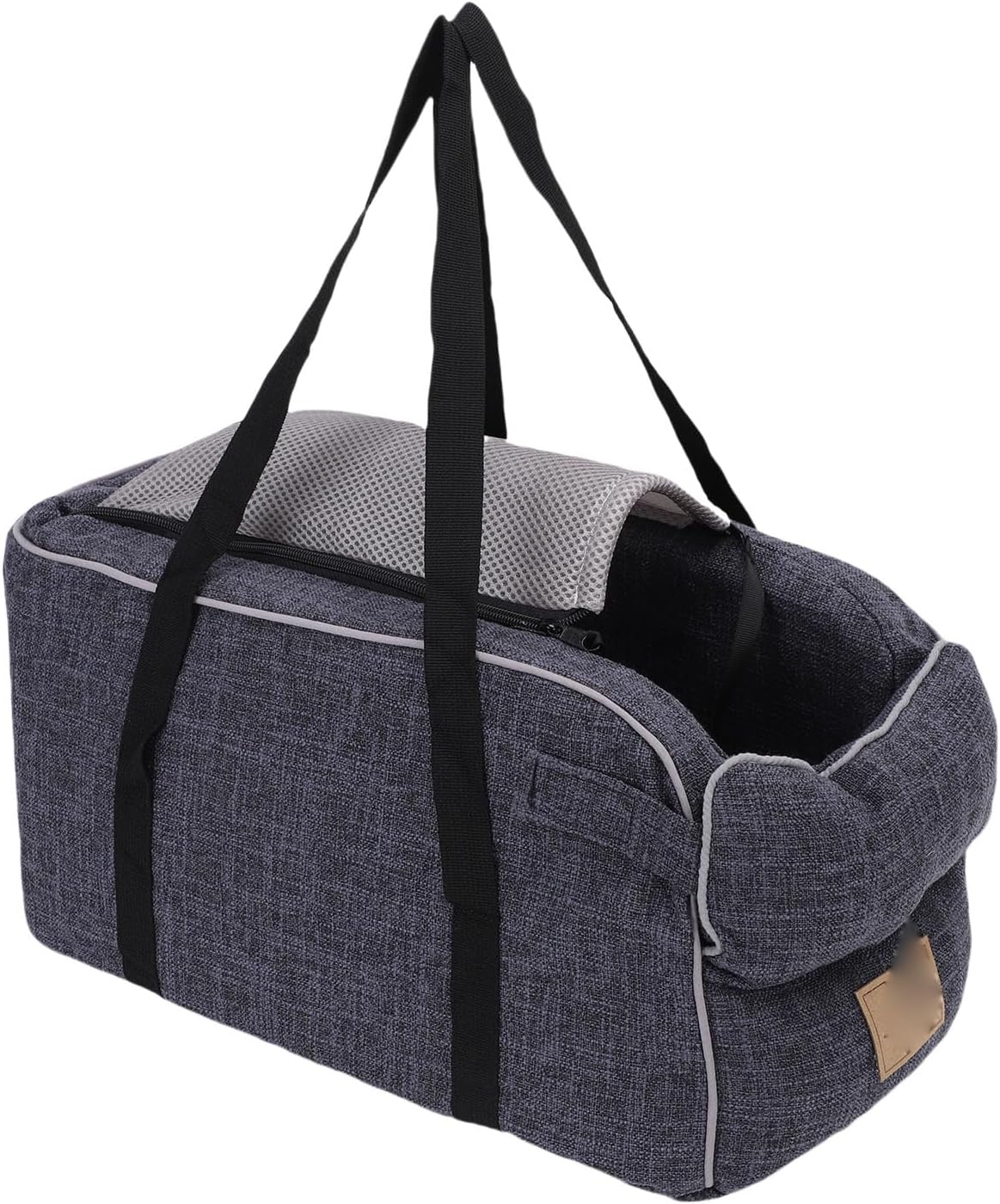 Console Dog Car Seat, Linen Fabric, Elevated Seat with