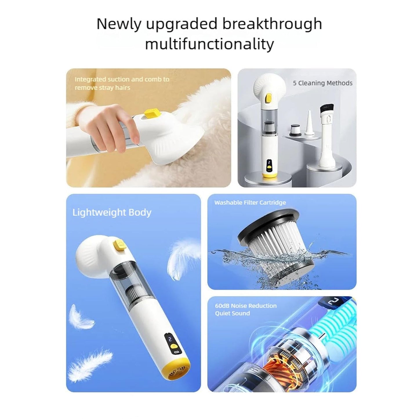 Powerful Pet Hair Vacuums Brush with Comb for Efficient