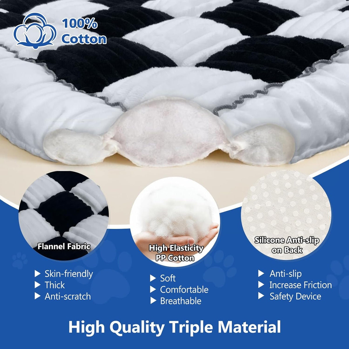 Thickened Dog Bed for Car Back Seat, Upgraded Bottom Non-Slip, Fits Hard Bottom car seat Cover for Dogs, Premium Mixed Color, Dog Car Seat Cover(White-Black)