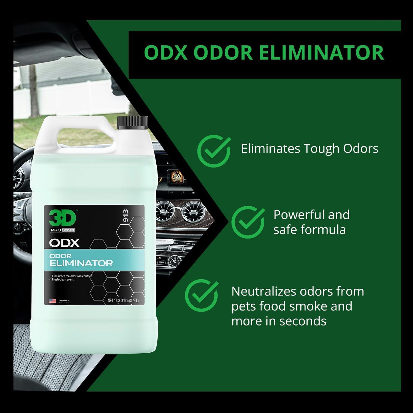 Automotive Odor Eliminator - Deodorizes Pet, Food, Smoke, &