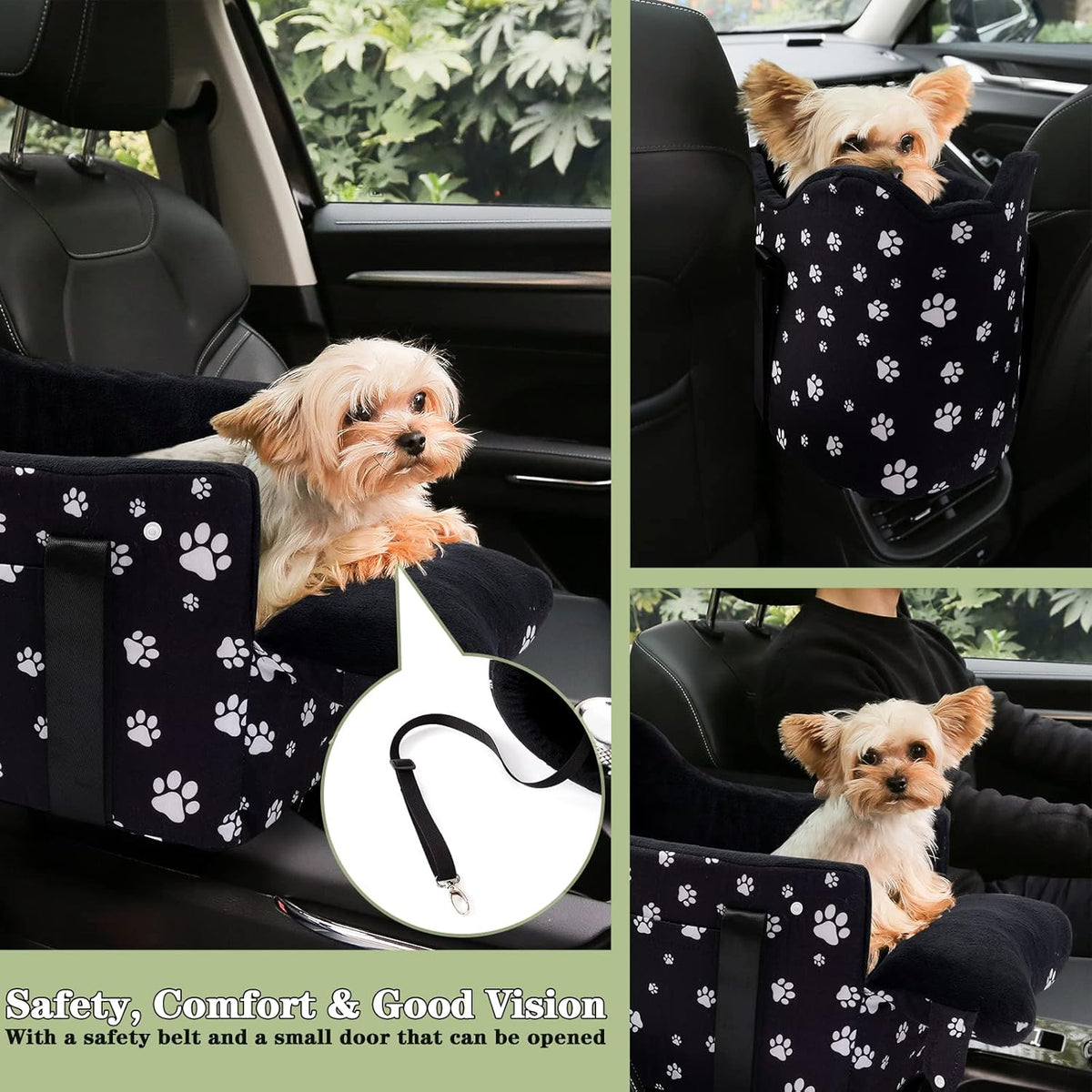 Center Console Dog Car Seat Safe Travel for Small Dogs