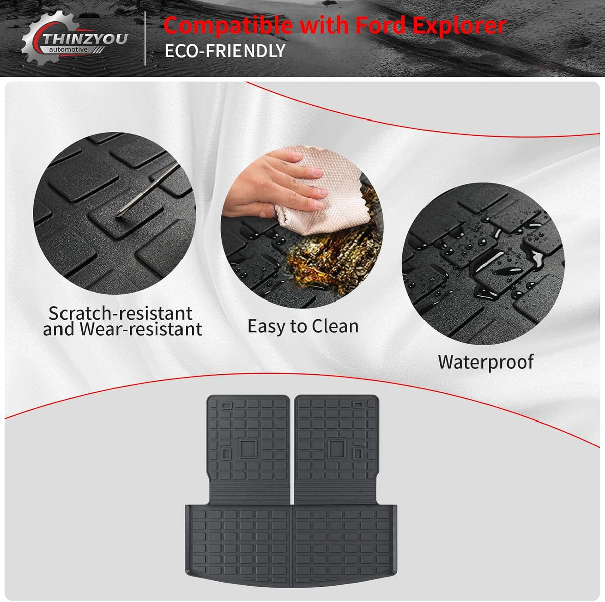 Cargo Mat Compatible with 2020-2025 2026 Ford Explorer