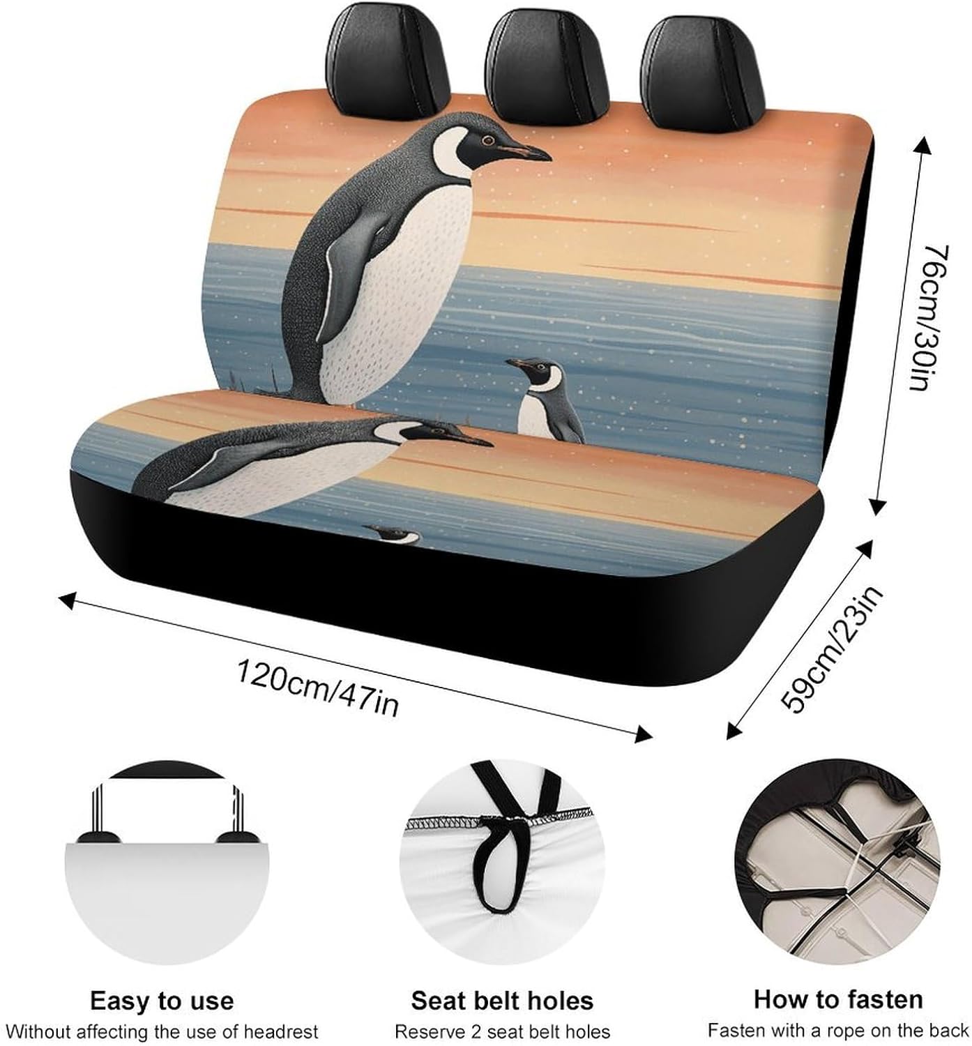 Hand Drawn Penguin Dog Car Seat Covers Waterproof Truck