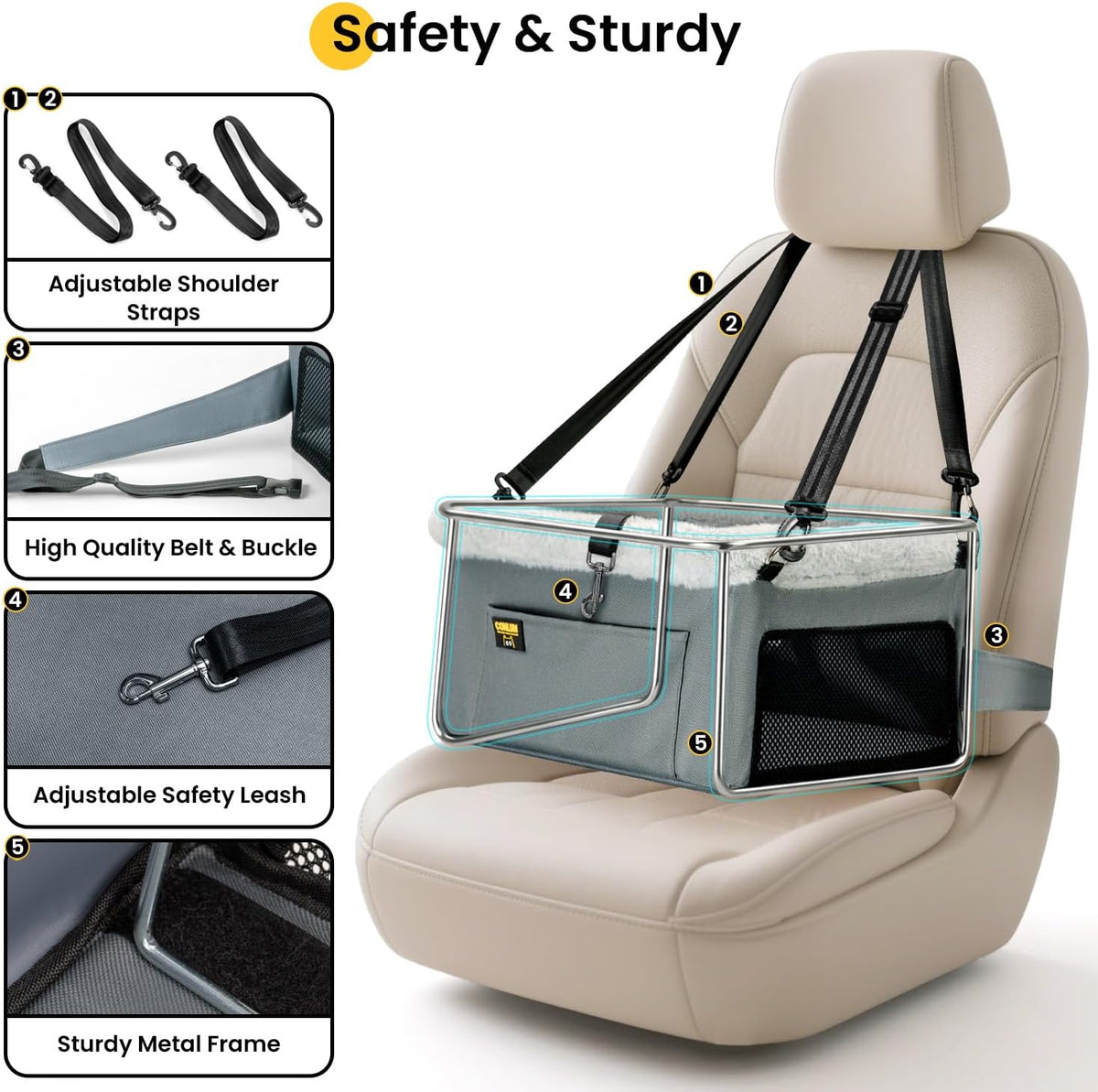 Dog Car Seat Booster for Small Pet Under 20lbs, Portable