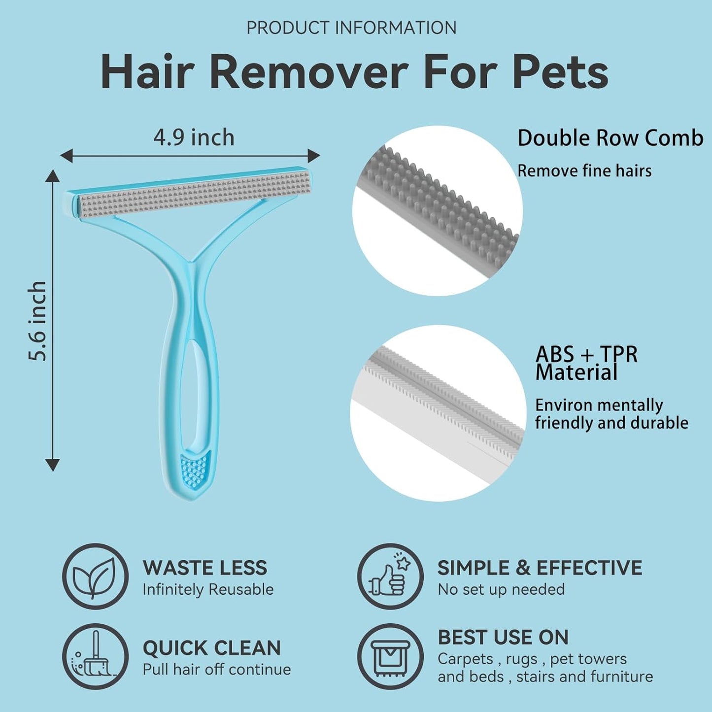 Carpet Rake for Pet Hair Removal ,Dog Cat Fur Remover