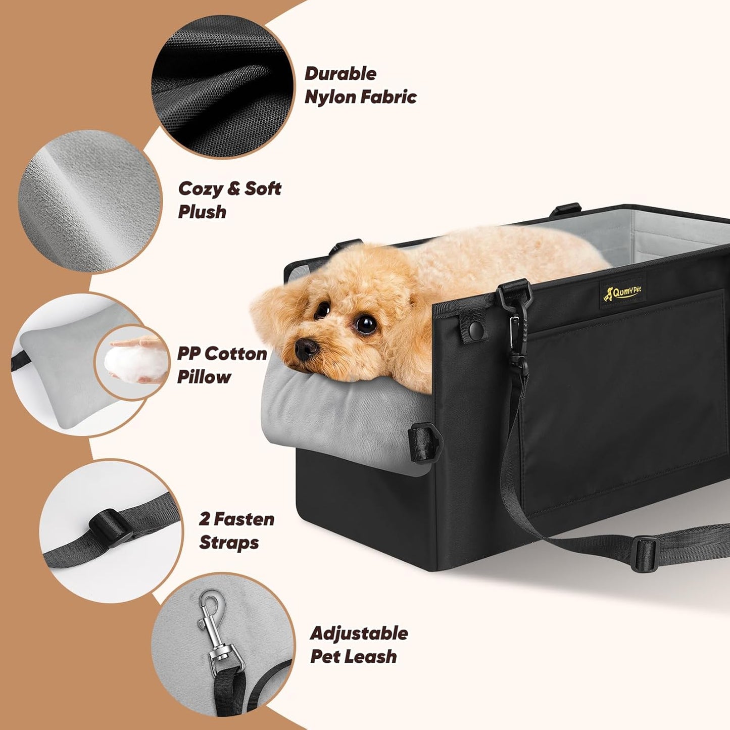 Dog Car Seats for Small Dogs Up to 11lbs, Portable Center