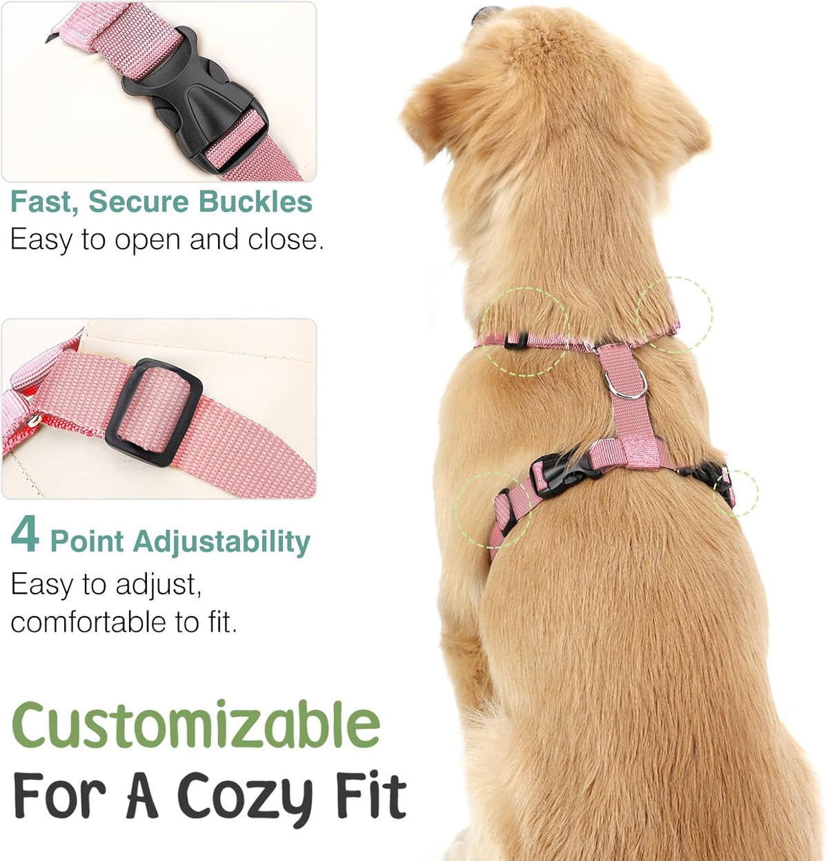 Dog Seat Belt, Safety Vest Dog Car Harness with Adjustable