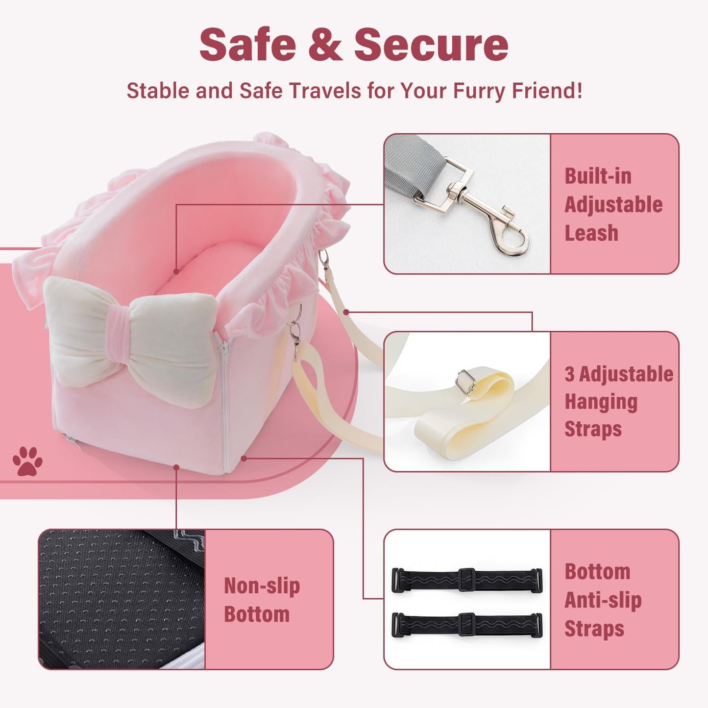 Dog Car Seat for Small Dogs - Fully Detachable with