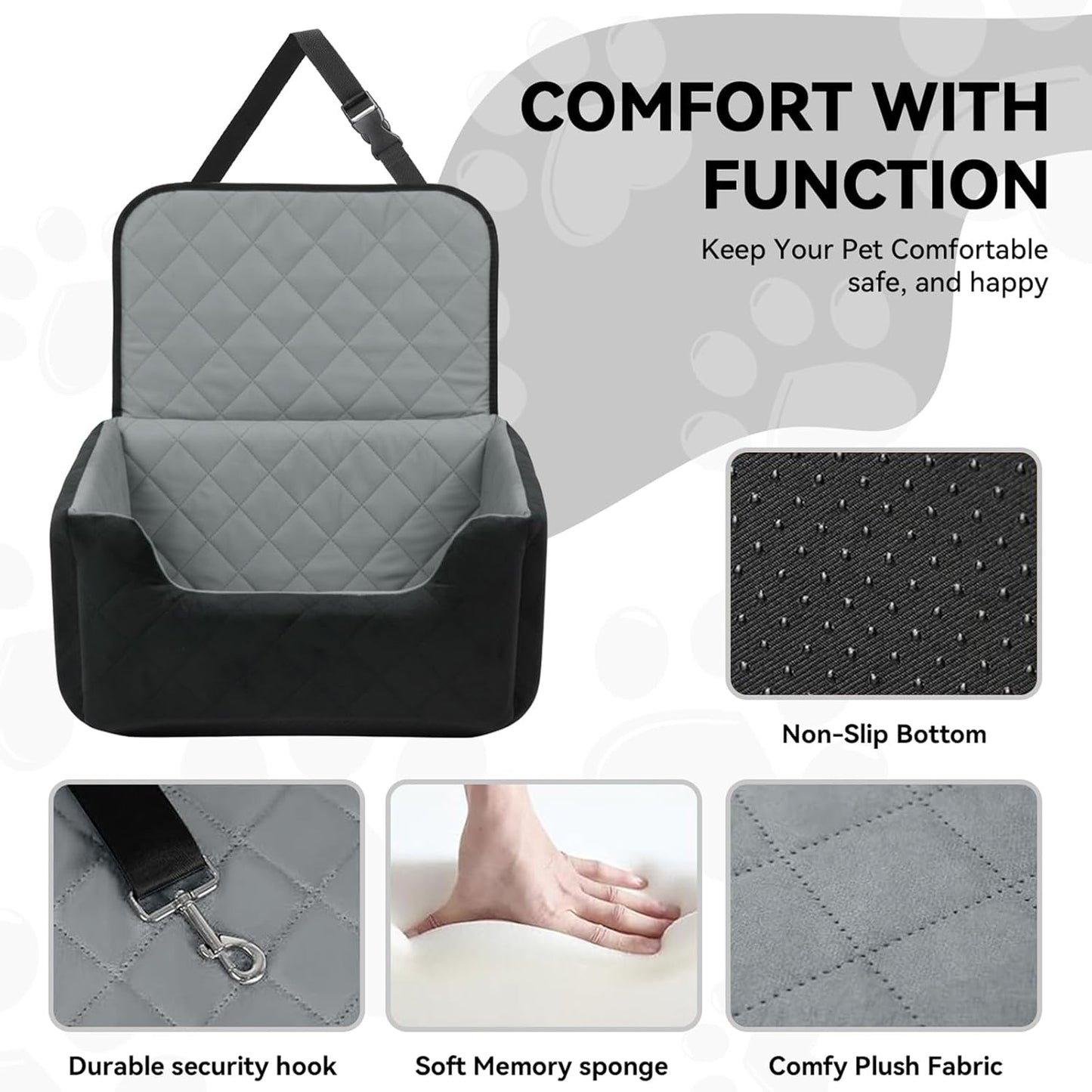 Dog Car Seat for Medium Small Dogs, Memory Foam Dog Booster
