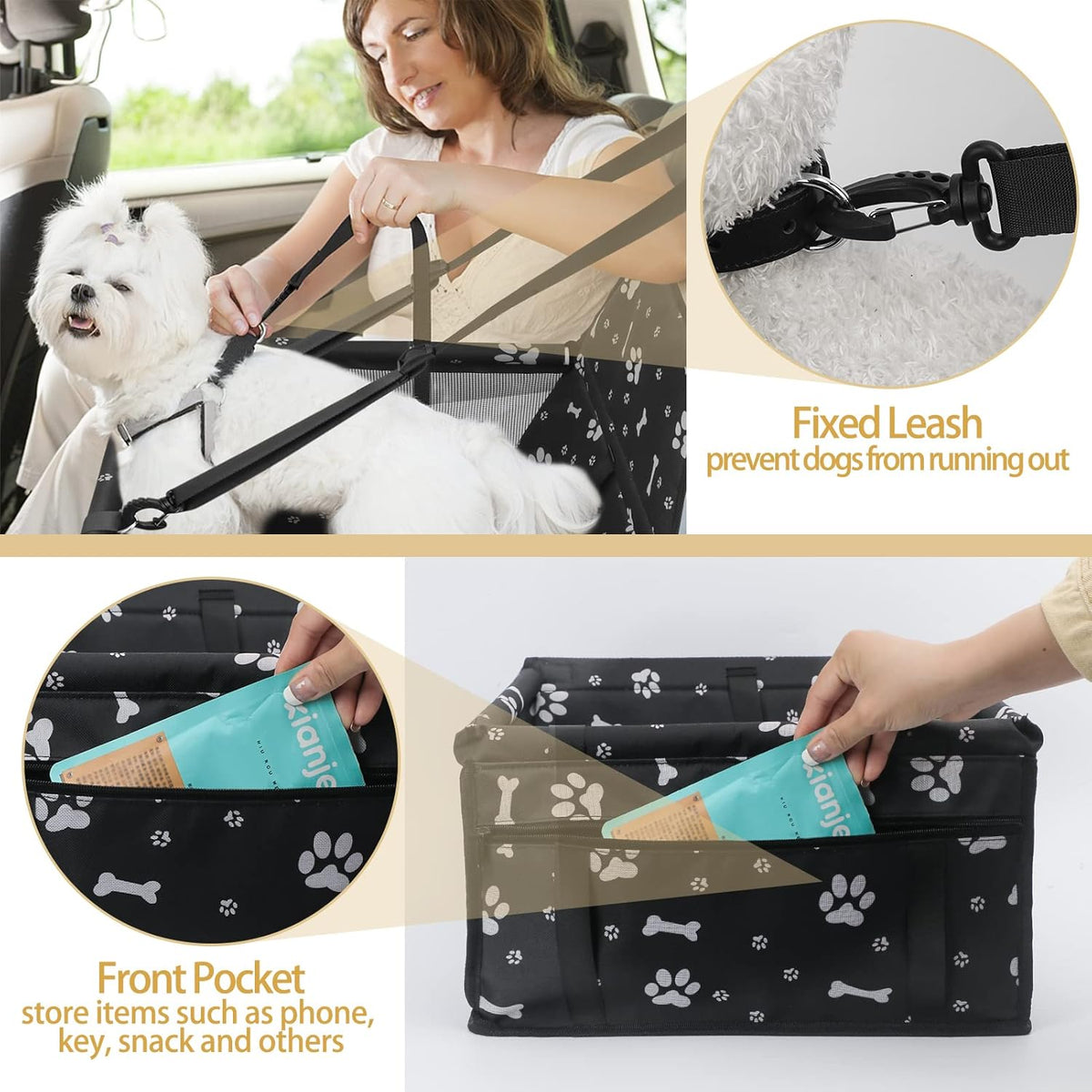 Dog Car Seat, Foldable Dog Car Booster Seat Waterproof