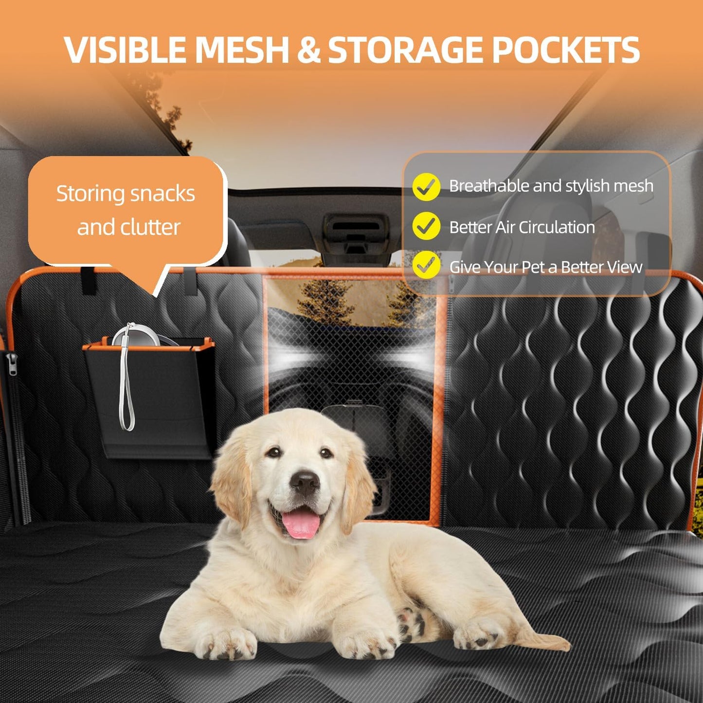 Scratchproof Dog Car Seat Cover For Back Seat, Waterproof