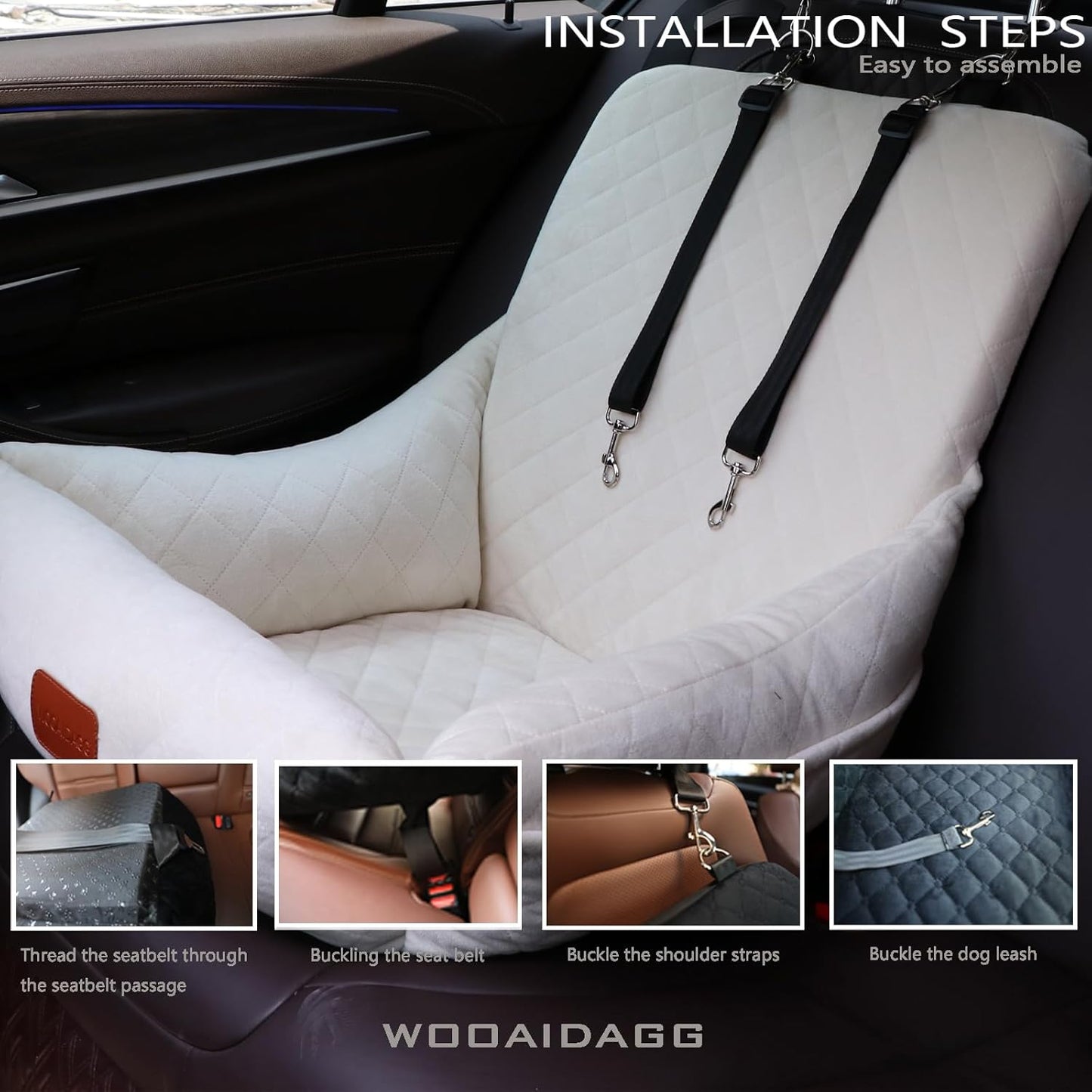 Dog Car Seat for Small Dogs,Ultra-Soft Fabric,2 Storage