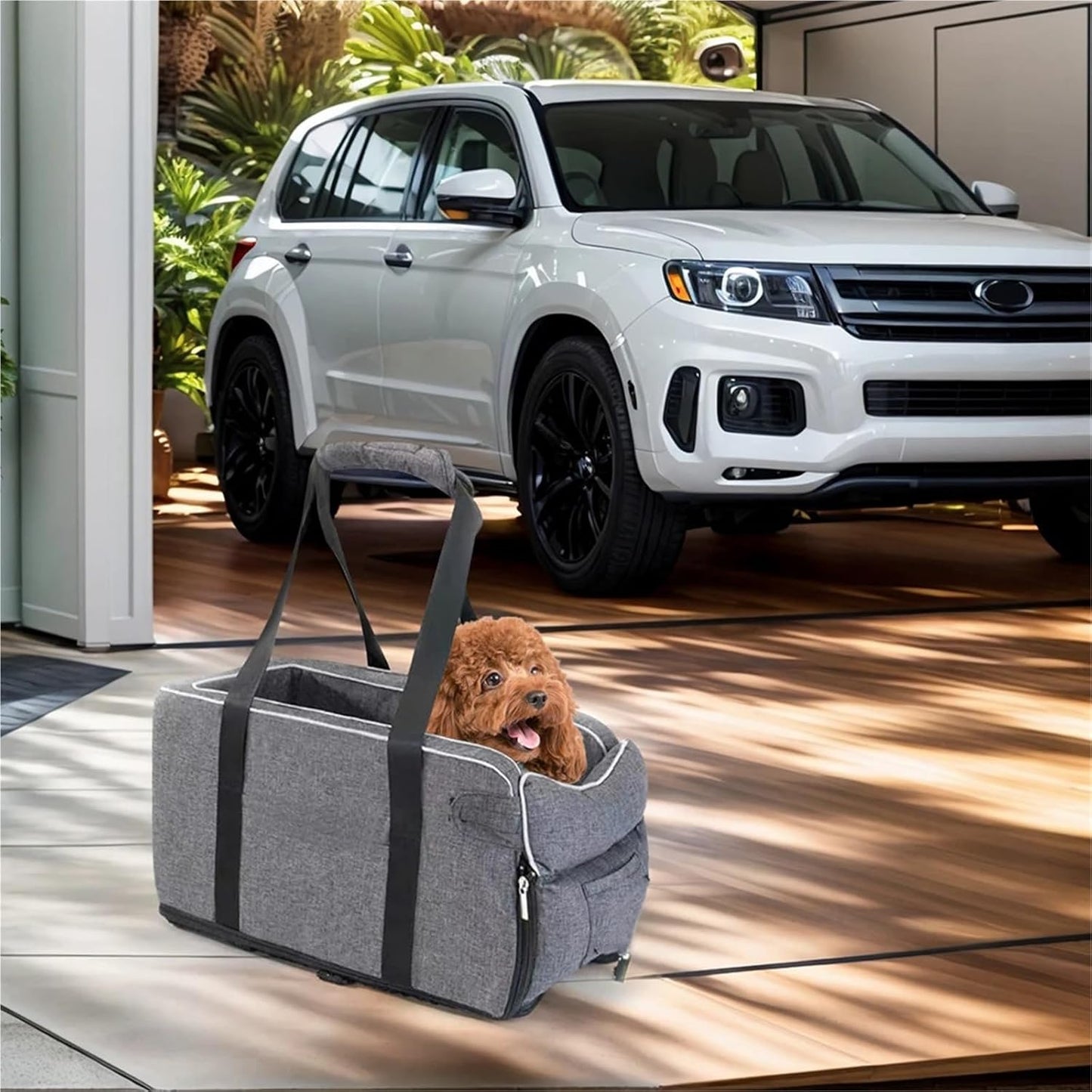 Multipurpose Center Console Dog Car Seat with Shoulder
